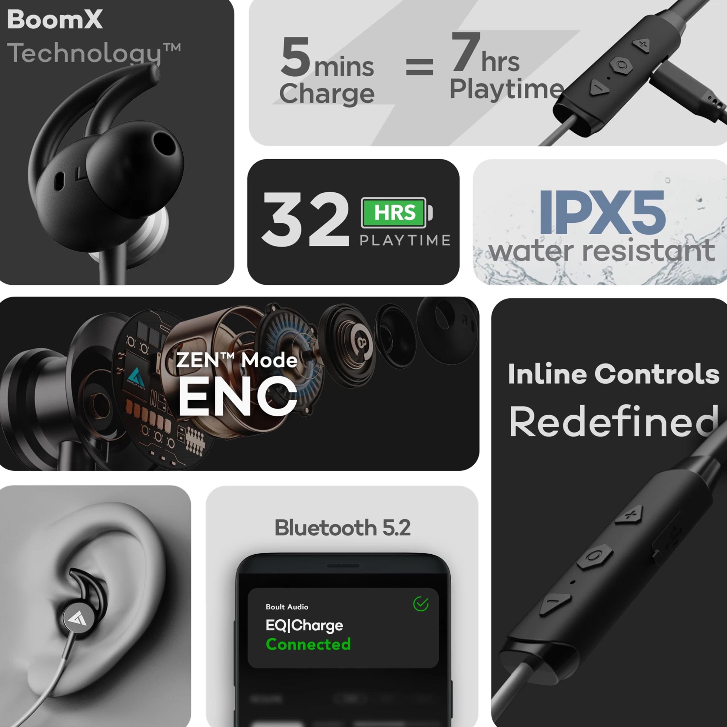 GOBOULT ProBass EQCharge Neckband with Environmental Noise Cancellation (IPX5 Water Resistant, Upto 32 Hours Playback, Black)_12