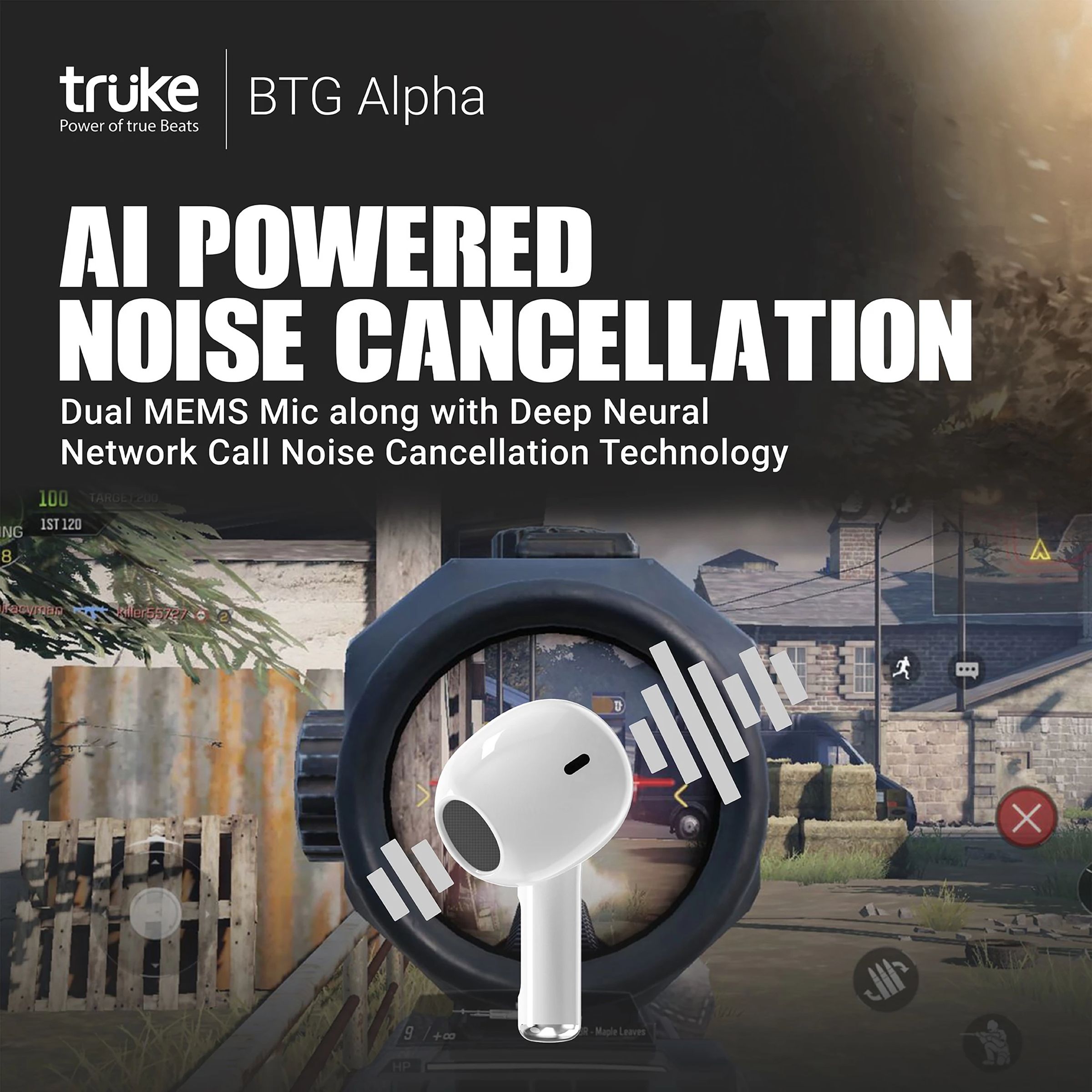 truke BTG Alpha TWS Earbuds with Environmental Noise Cancellation (Water Resistant, 40ms Low Latency Gaming, White) truke BTG Alpha TWS Earbuds with Environmental Noise Cancellation (Water Resistant, 40ms Low Latency Gaming, White)_6