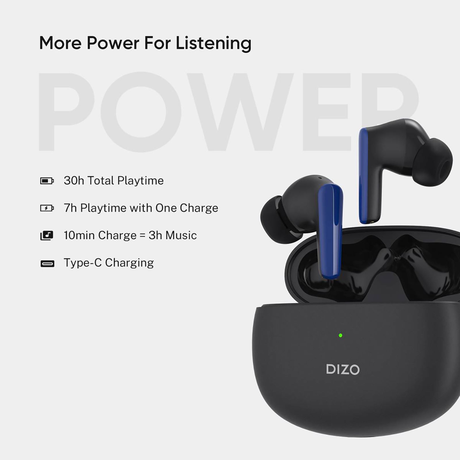 DIZO by realme TechLife Buds Z Power DA2117 TWS Earbuds with Environmental Noise Cancellation (IPX4 Water Resistant, Upto 30 Hours Playback, Onyx Black)_5