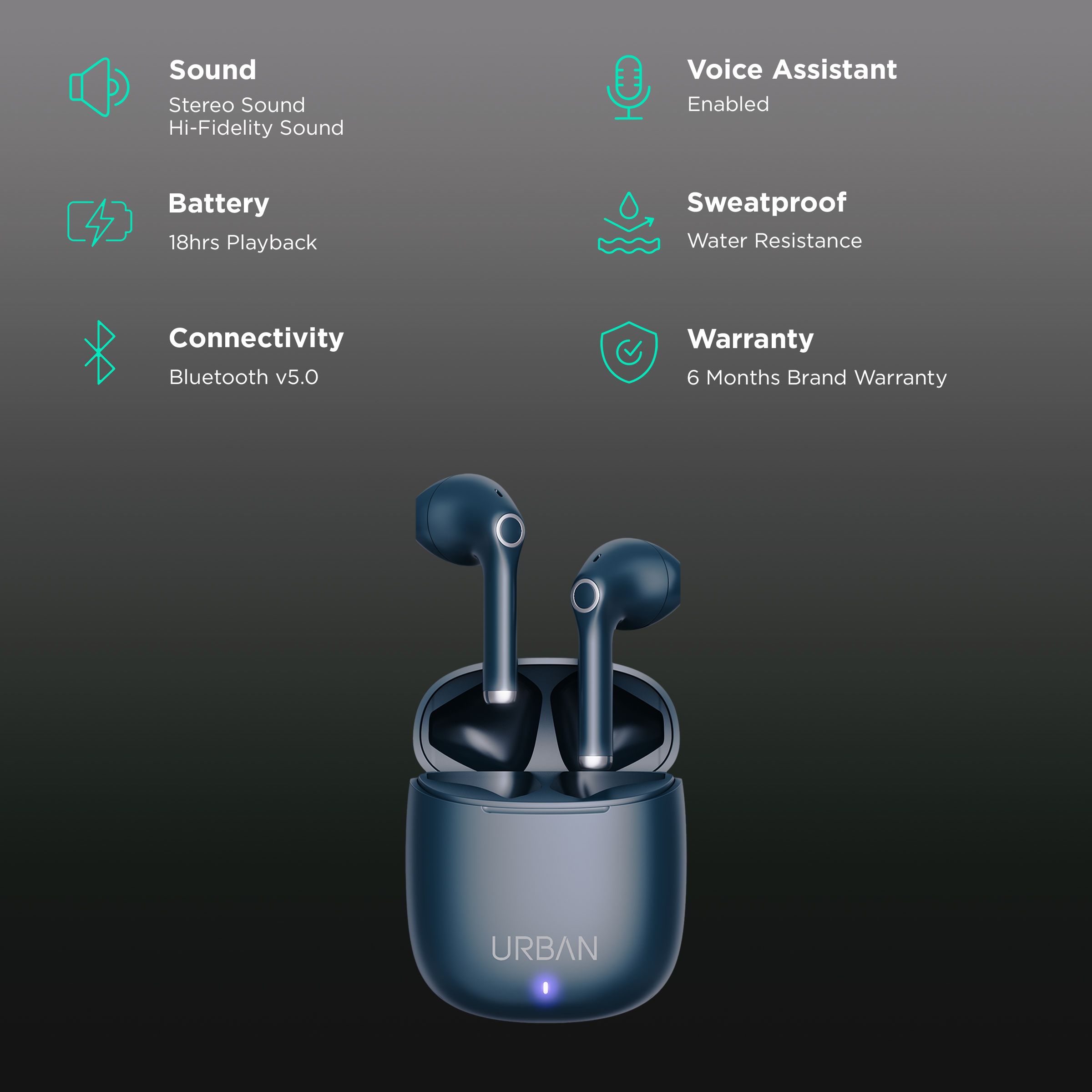 in base Urban Q1 Pro IB-1727 TWS Earbuds (Water Resistant, Upto 3 Hours Playback, Blue) in base Urban Q1 Pro IB-1727 TWS Earbuds (Water Resistant, Upto 3 Hours Playback, Blue)_2