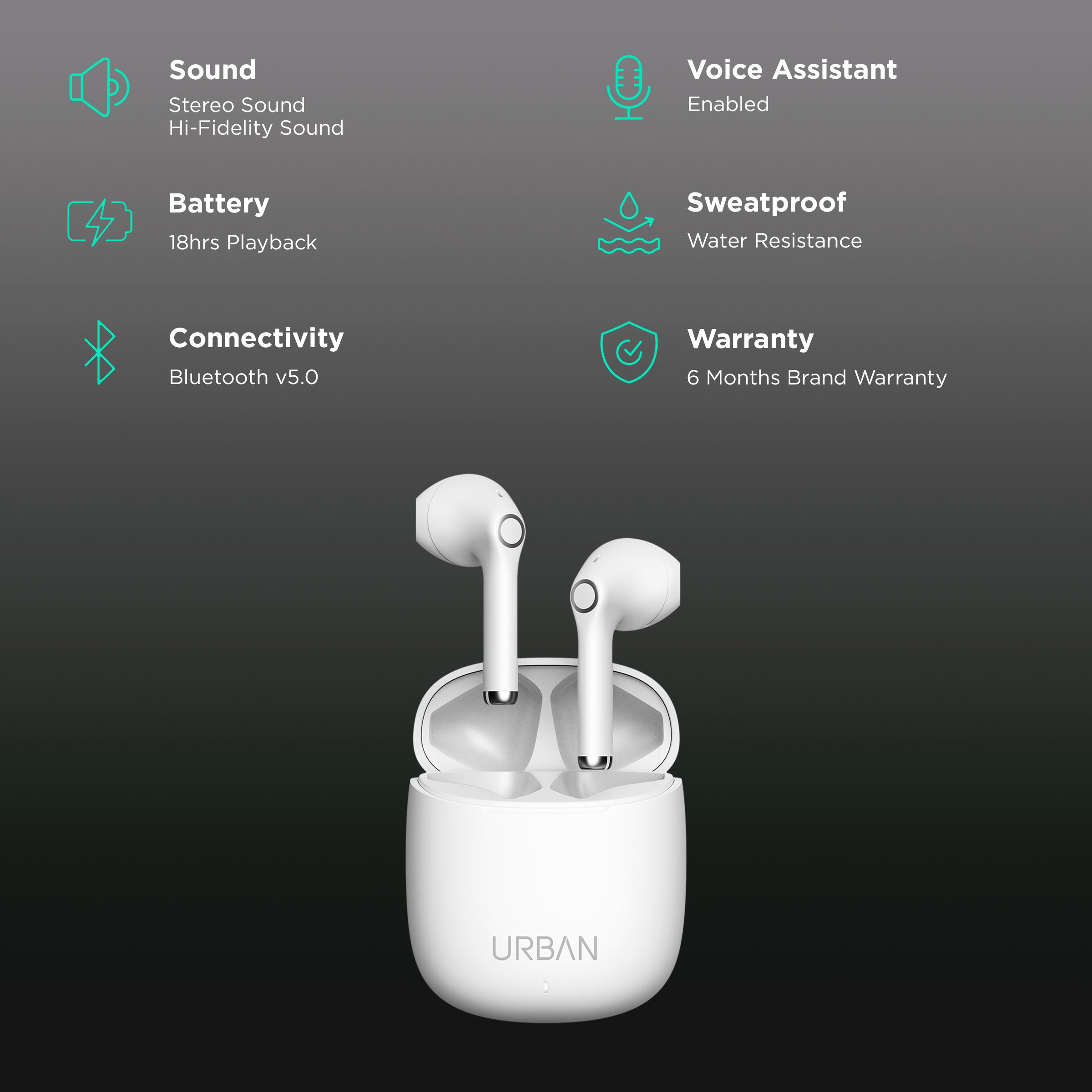 in base Urban Q1 Pro IB-1728 TWS Earbuds (Water Resistant, Upto 3 Hours Playback, White) in base Urban Q1 Pro IB-1728 TWS Earbuds (Water Resistant, Upto 3 Hours Playback, White)_2