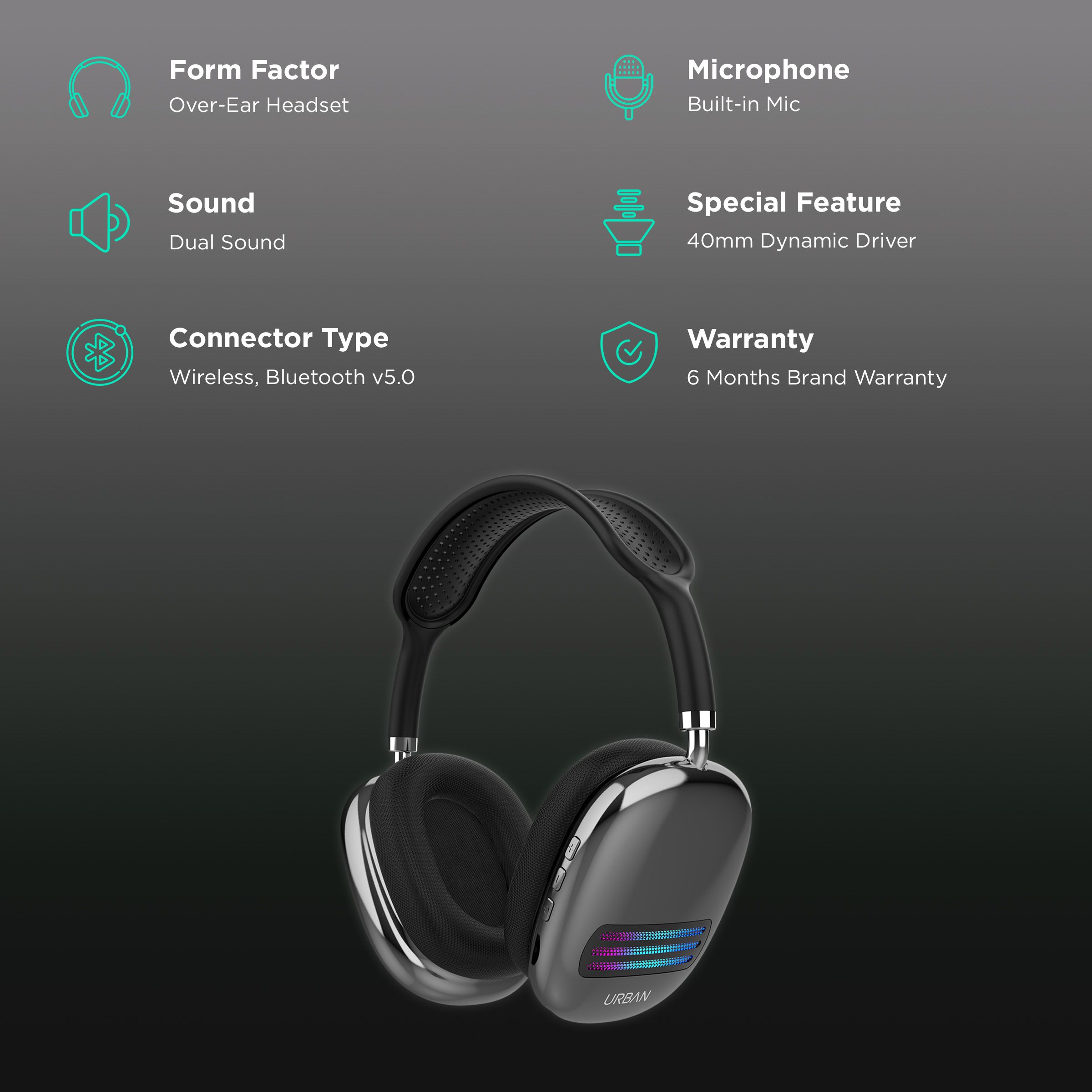 in base Urban HX 10 IB-1756 Bluetooth Headphone with Mic (FM Radio Support, Over Ear, Black)_2