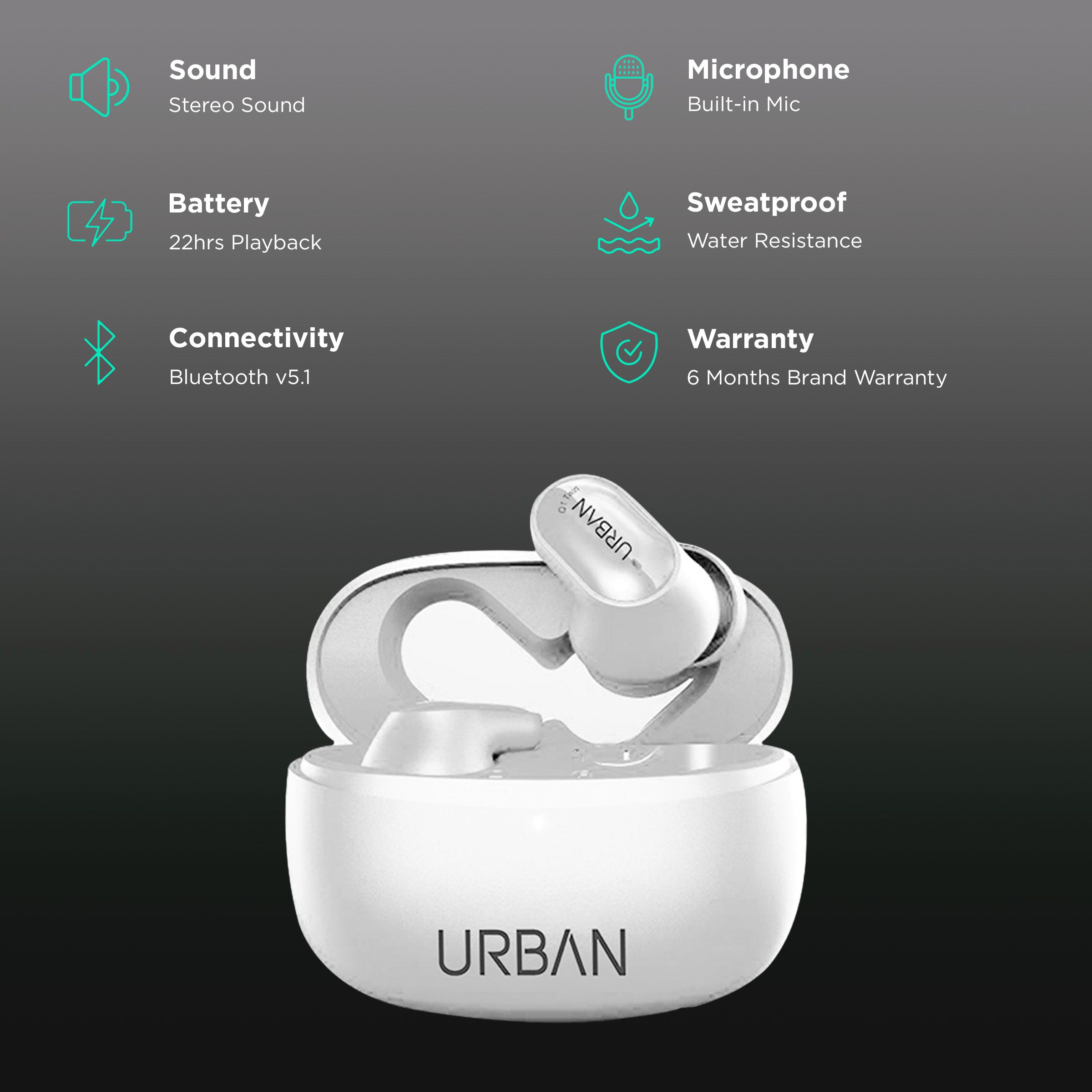 in base Urban Q1 Twin IB-2856 TWS Earbuds (Water Resistant, Up to 4.5 Hours Playtime, White)_2