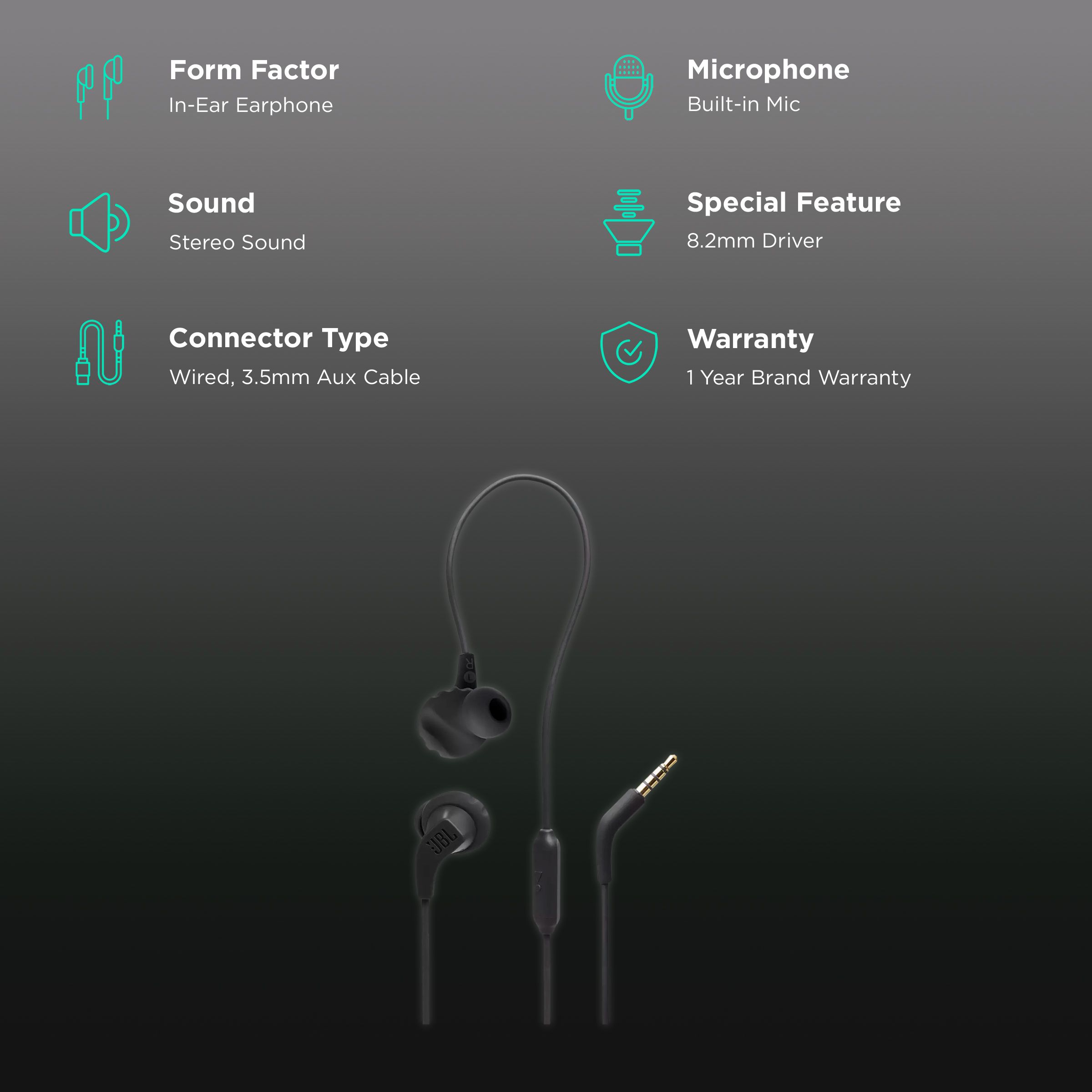 JBL Endurance Run 2 Wired Earphone with Mic (In Ear, Black) JBL Endurance Run 2 Wired Earphone with Mic (In Ear, Black)_2