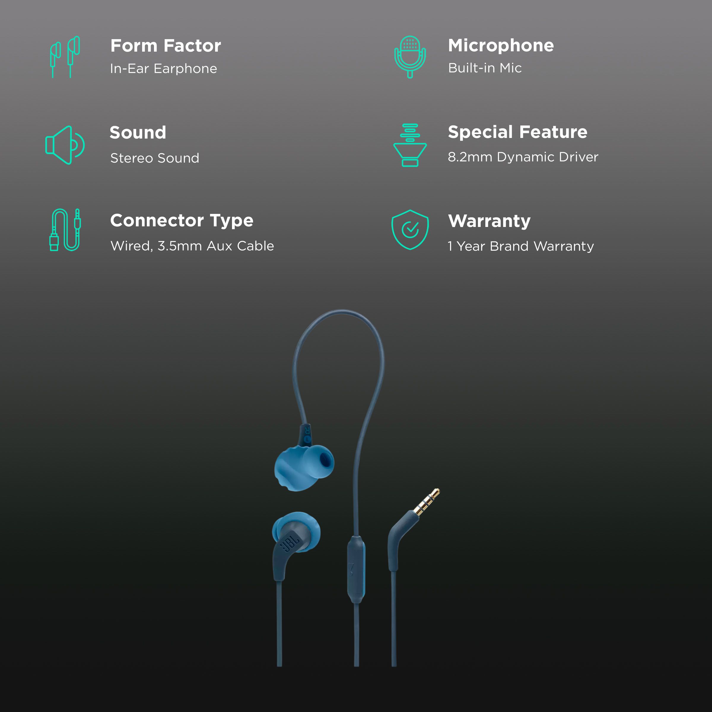 JBL Endurance Run 2 Wired Earphone with Mic (In Ear, Blue) JBL Endurance Run 2 Wired Earphone with Mic (In Ear, Blue)_2