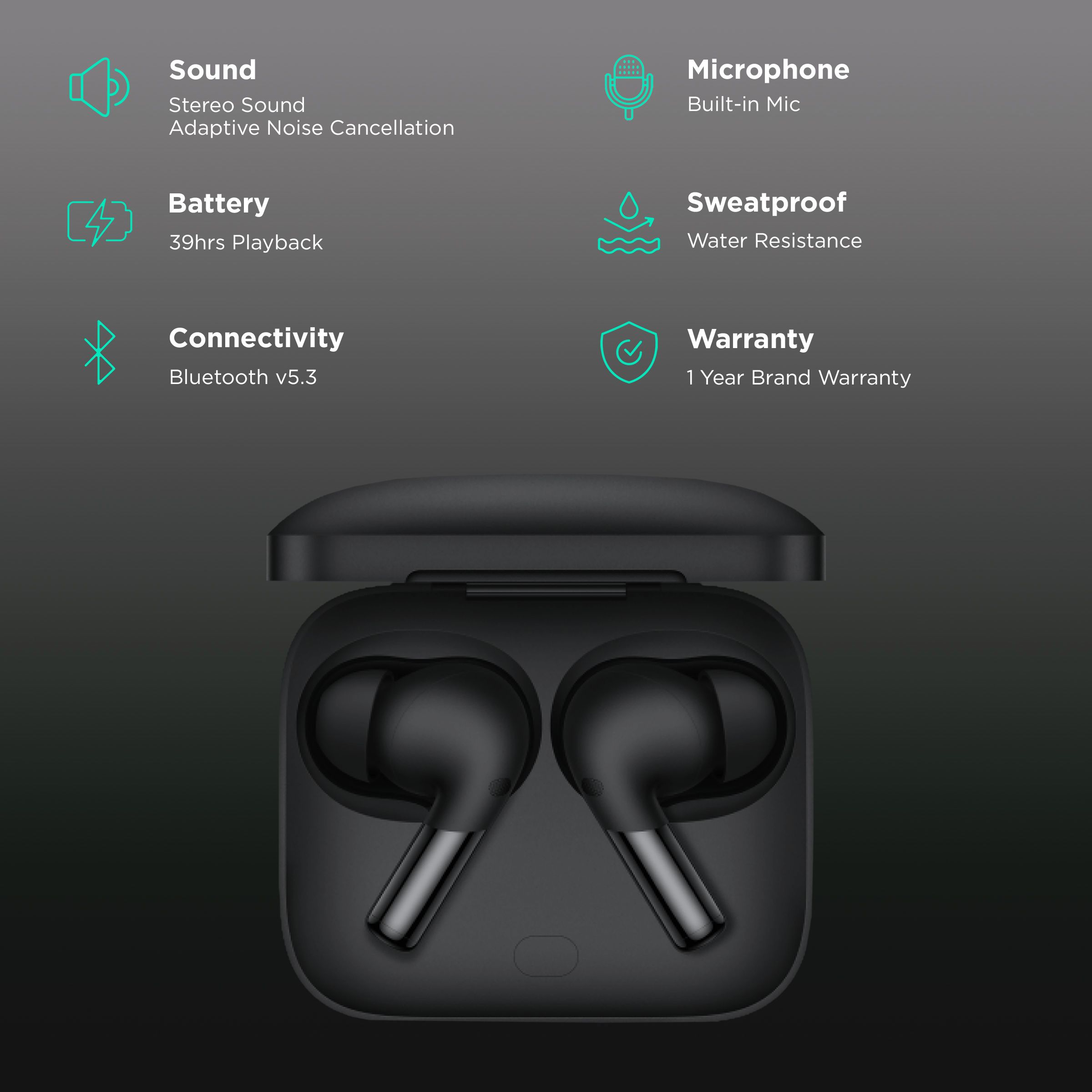 OnePlus Buds Pro 2 E507A TWS Earbuds with Adaptive Noise Cancellation (IP55 & IPX4 Water Resistant, Upto 39 Hours Playback, Obsidian Black)_2