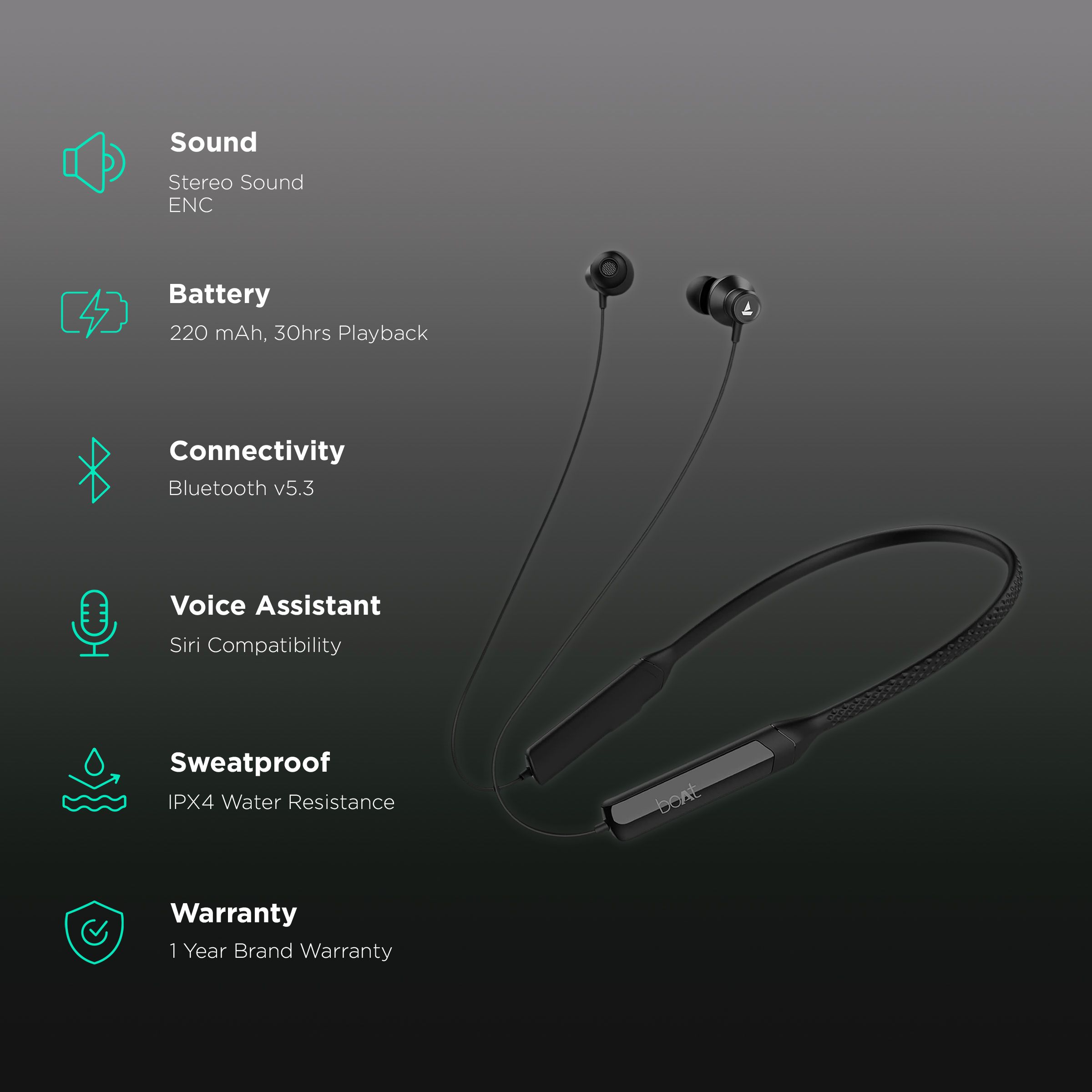 boAt Rockerz Apex Neckband with Environmental Noise Cancellation (IPX4 Water Resistant, ASAP Charge, Stellar Black) boAt Rockerz Apex Neckband with Environmental Noise Cancellation (IPX4 Water Resistant, ASAP Charge, Stellar Black)_2
