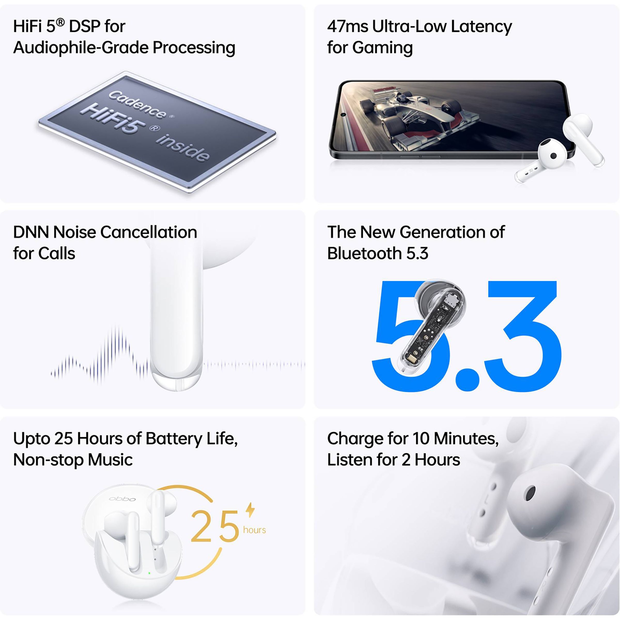 oppo Enco Air 3 ETE31 TWS Earbuds with AI Noise Cancellation (IP54 Water Resistant, Upto 25 Hours Playback, White) oppo Enco Air 3 ETE31 TWS Earbuds with AI Noise Cancellation (IP54 Water Resistant, Upto 25 Hours Playback, White)_15