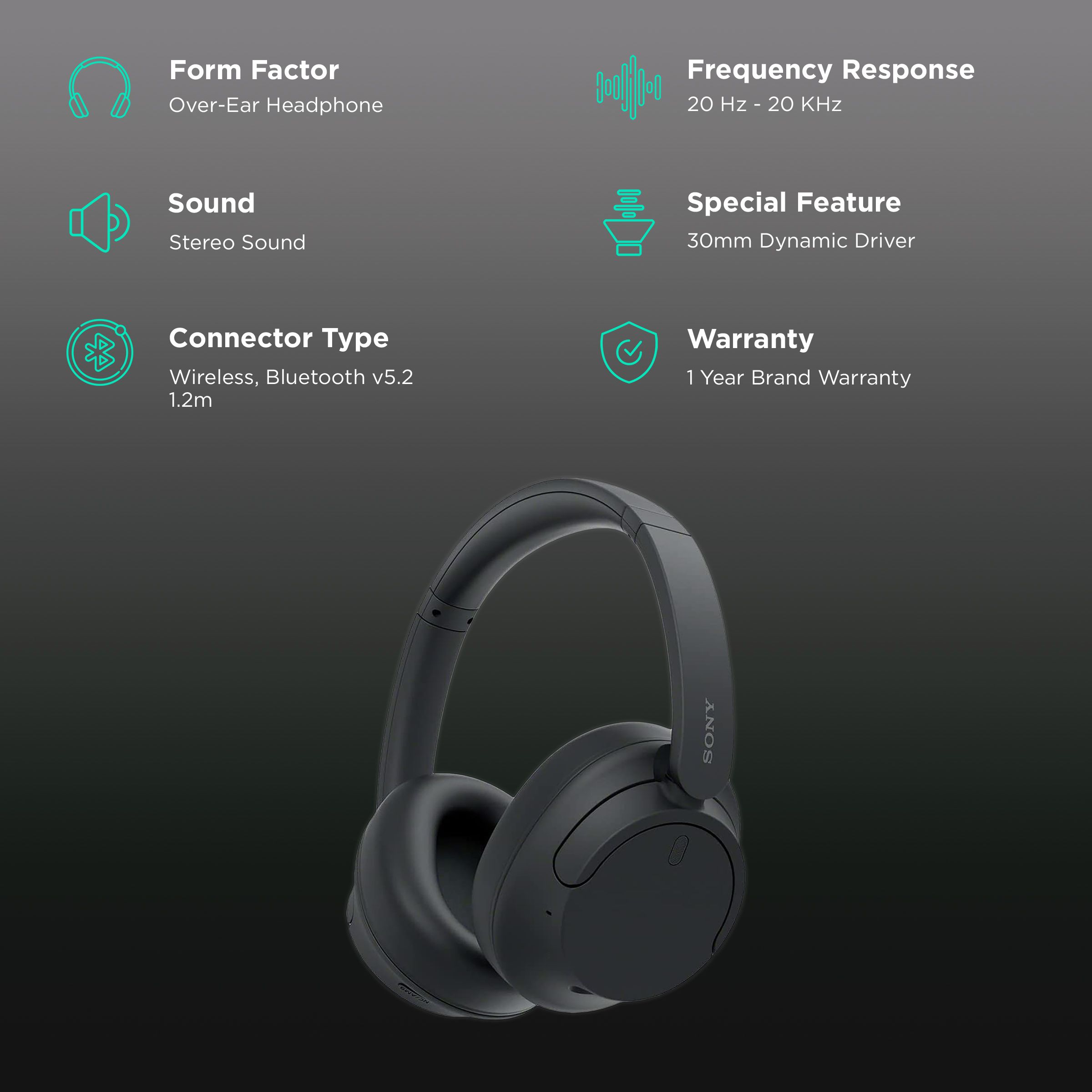 SONY WH-CH720N Bluetooth Headphone with Mic (Dual Noise Sensor Technology, Over Ear, Black)_2
