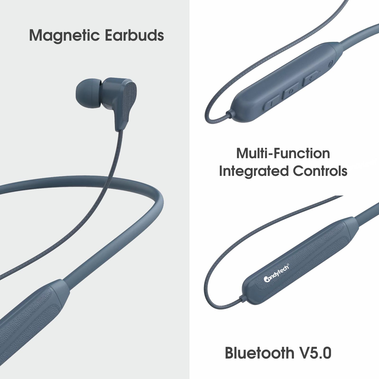 Candytech Uber Neckband (Sweat Proof, Magnetic Smartbuds, Black)_3