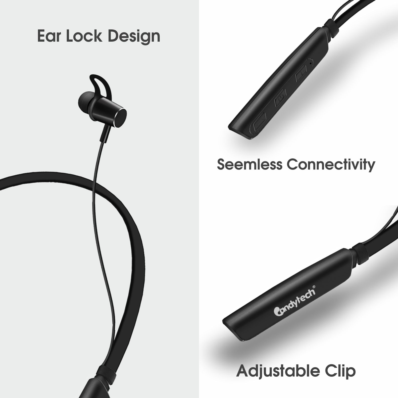 Candytech Hyper Neckband (Water Resistant, Magnetic Smartbuds, Black) Candytech Hyper Neckband (Water Resistant, Magnetic Smartbuds, Black)_5
