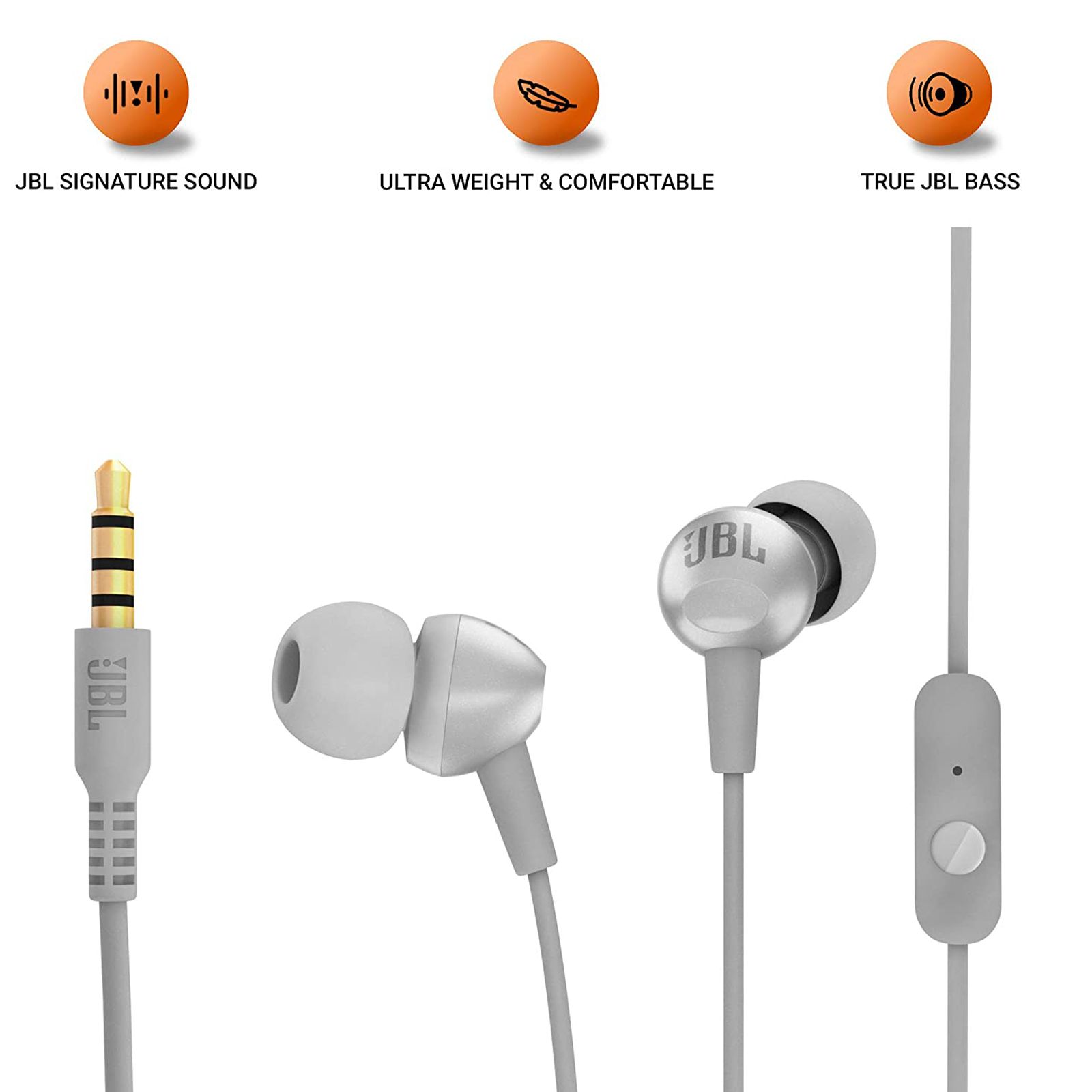 JBL C200SI Wired Earphone with Mic (In Ear, Grey) JBL C200SI Wired Earphone with Mic (In Ear, Grey)_5