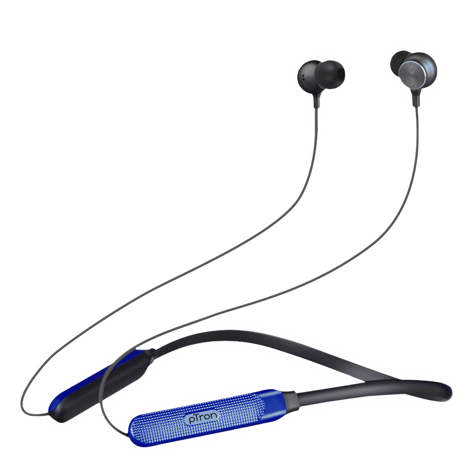 pTron InTunes Classic Neckband with Passive Noise Cancellation (IPX4 Water Resistant, 13mm Drivers, Black|Blue) pTron InTunes Classic Neckband with Passive Noise Cancellation (IPX4 Water Resistant, 13mm Drivers, Black|Blue)_1