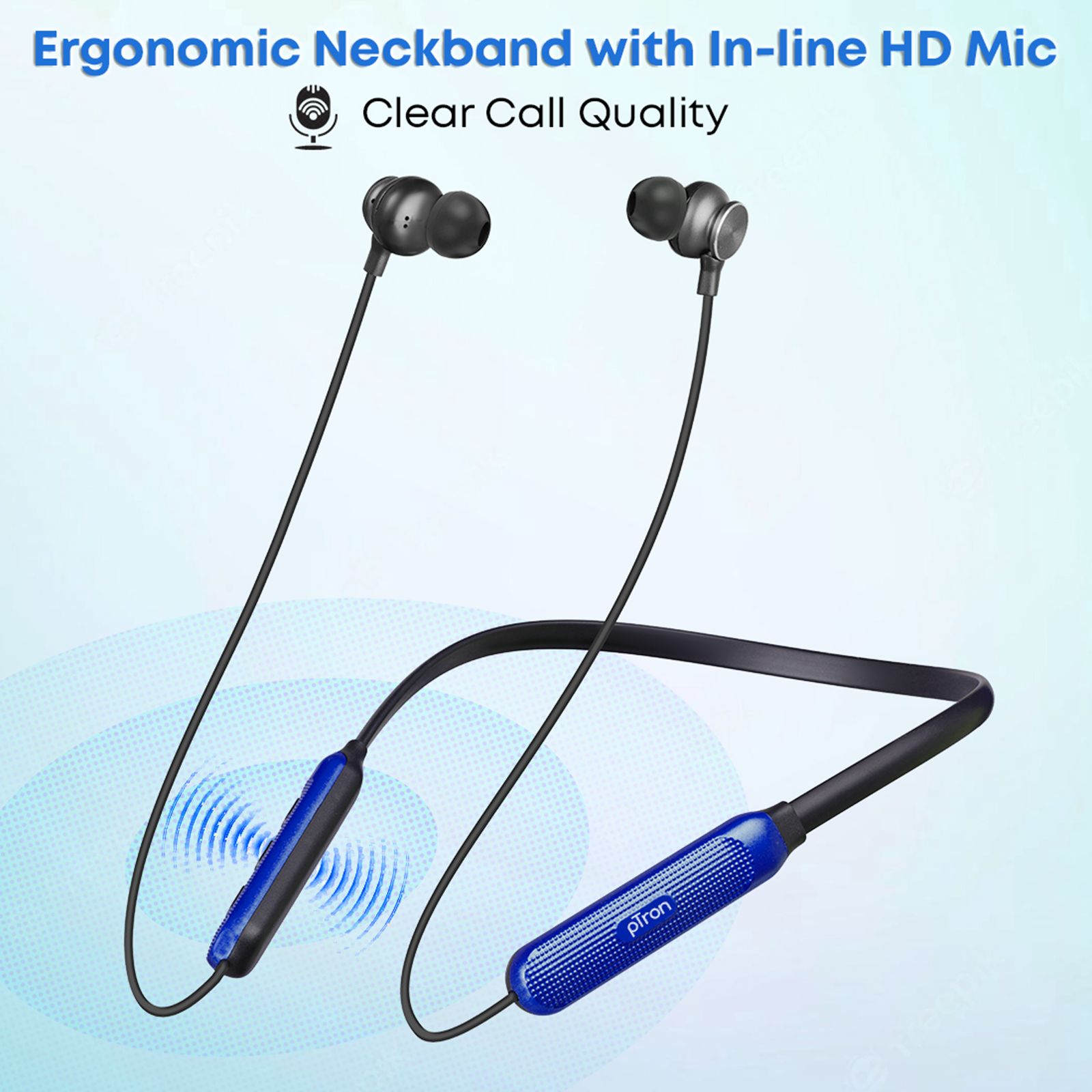 pTron InTunes Classic Neckband with Passive Noise Cancellation (IPX4 Water Resistant, 13mm Drivers, Black|Blue) pTron InTunes Classic Neckband with Passive Noise Cancellation (IPX4 Water Resistant, 13mm Drivers, Black|Blue)_4
