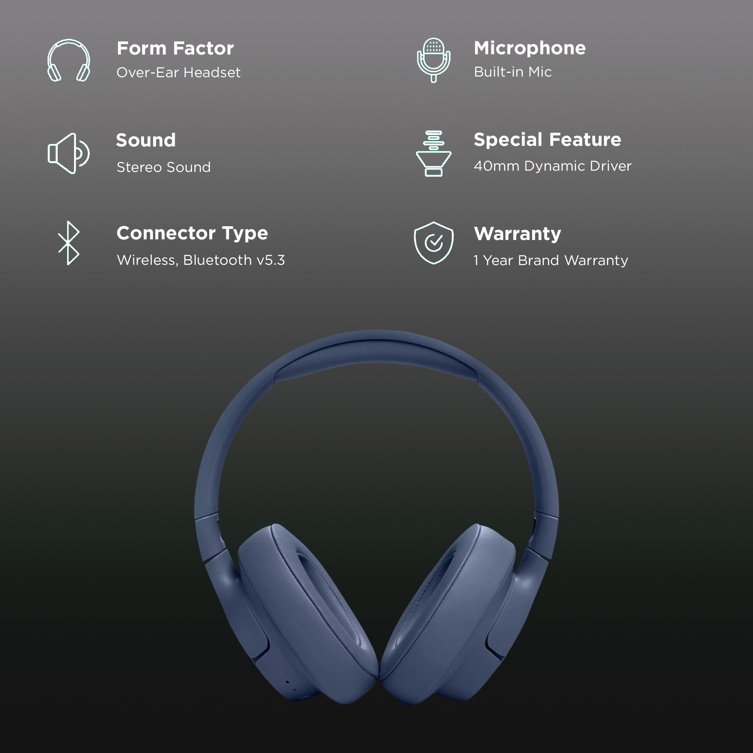 JBL Tune 720BT Bluetooth Headphone with Mic (Upto 76 Hours Playback, Over Ear, Blue) JBL Tune 720BT Bluetooth Headphone with Mic (Upto 76 Hours Playback, Over Ear, Blue)_2