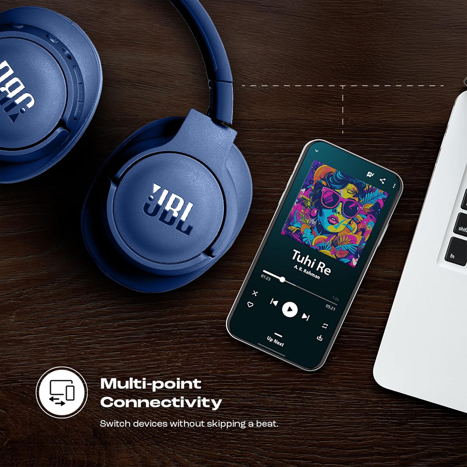 JBL Tune 770NC Bluetooth Headphone with Adaptive Noise Cancellation (Pure Bass Sound, Over Ear, Blue) JBL Tune 770NC Bluetooth Headphone with Adaptive Noise Cancellation (Pure Bass Sound, Over Ear, Blue)_15