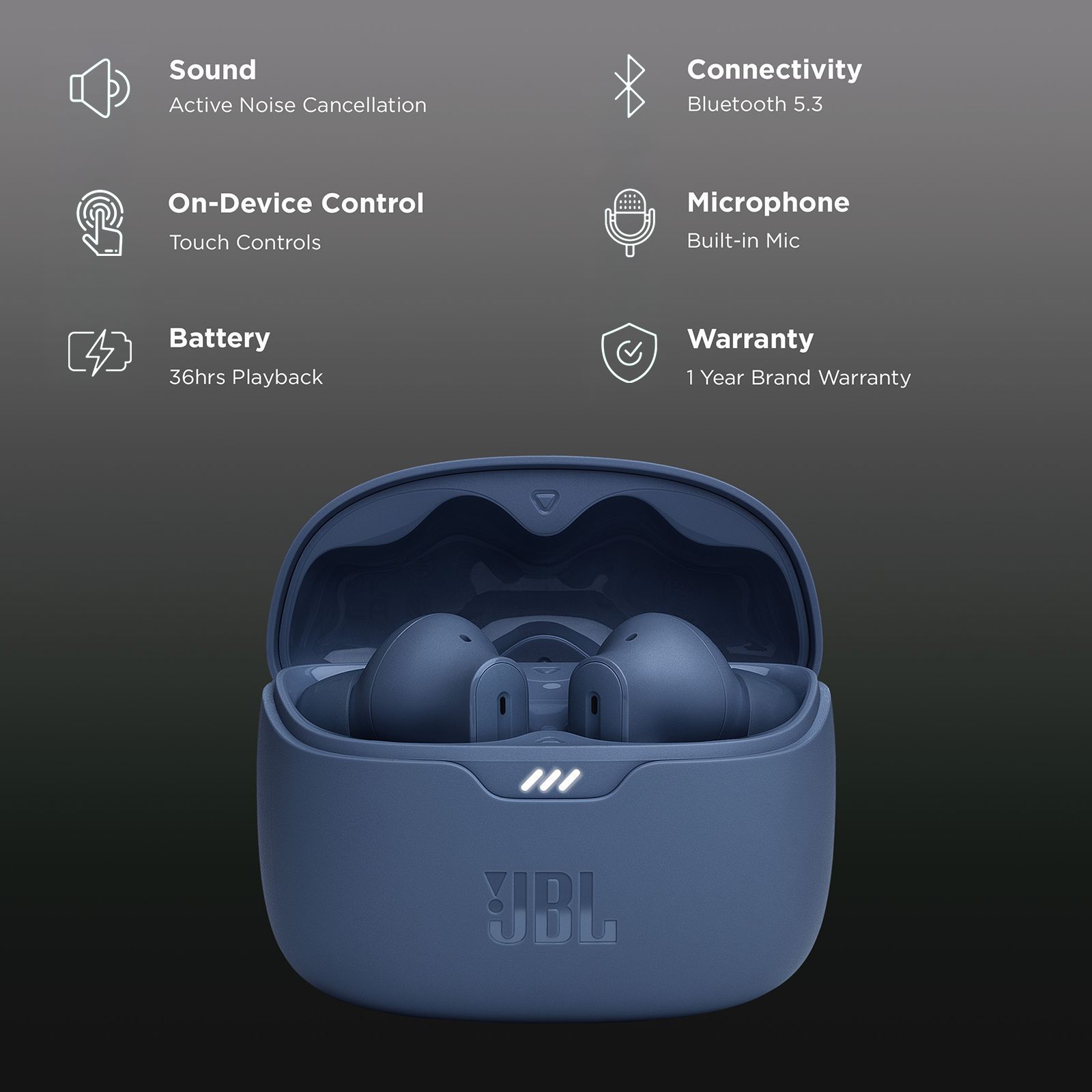 JBL Tune Beam TWS Earbuds with Active Noise Cancellation (IP54 Water Resistant, Fast Charge, Blue) JBL Tune Beam TWS Earbuds with Active Noise Cancellation (IP54 Water Resistant, Fast Charge, Blue)_2