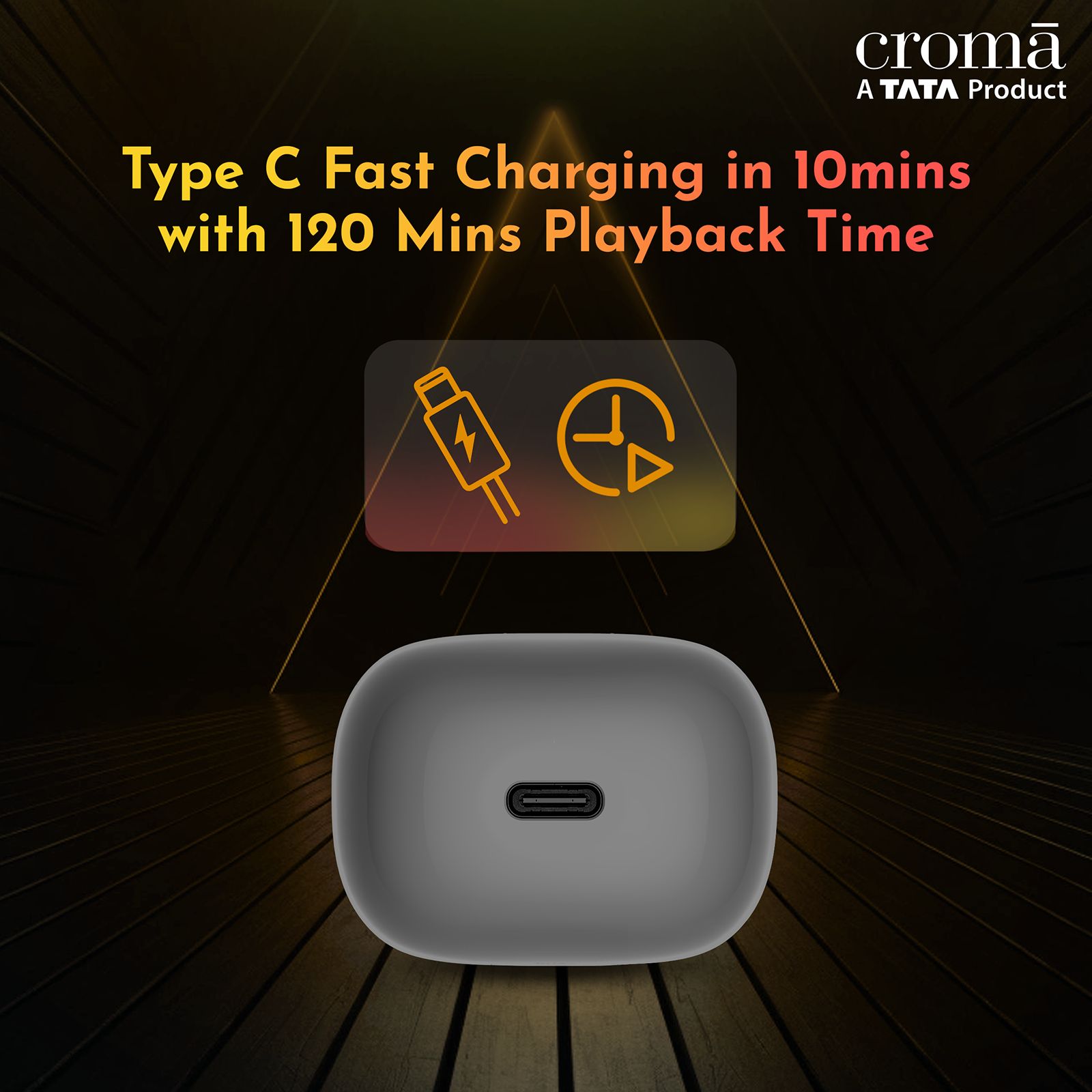 Croma TWS Earbuds with Environmental Noise Cancellation (IPX4 Water Resistant, Fast Charging, Grey Blue)_7