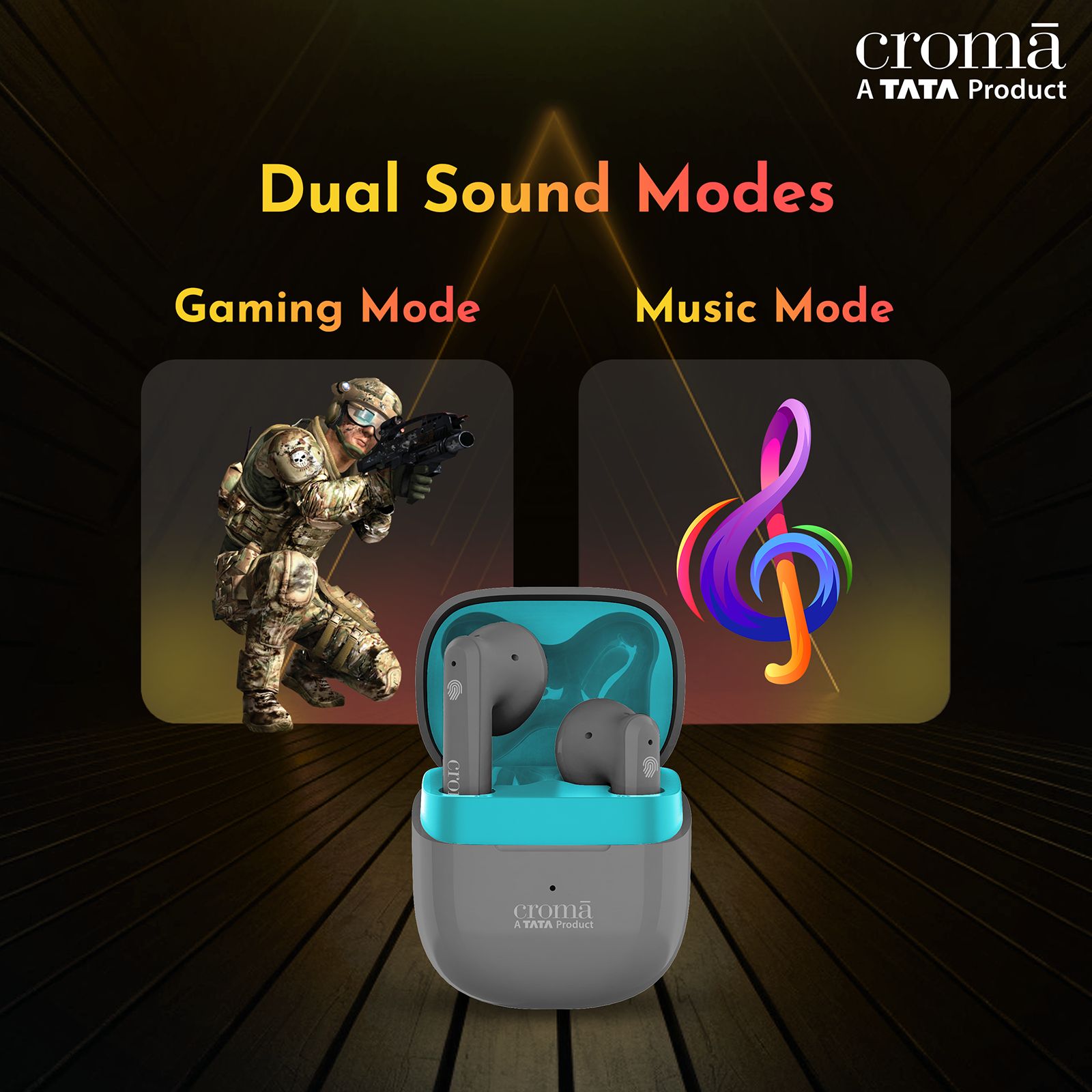 Croma TWS Earbuds with Environmental Noise Cancellation (IPX4 Water Resistant, Fast Charging, Grey Blue)_8