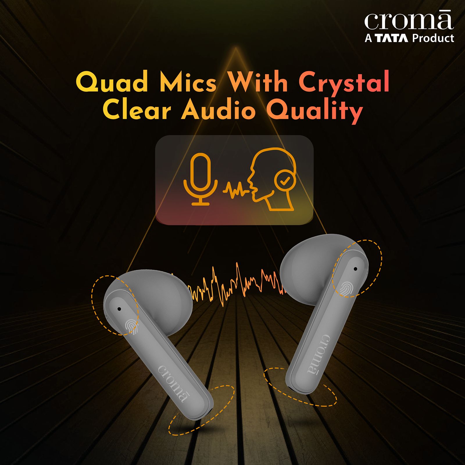 Croma TWS Earbuds with Environmental Noise Cancellation (IPX4 Water Resistant, Fast Charging, Grey Blue)_5