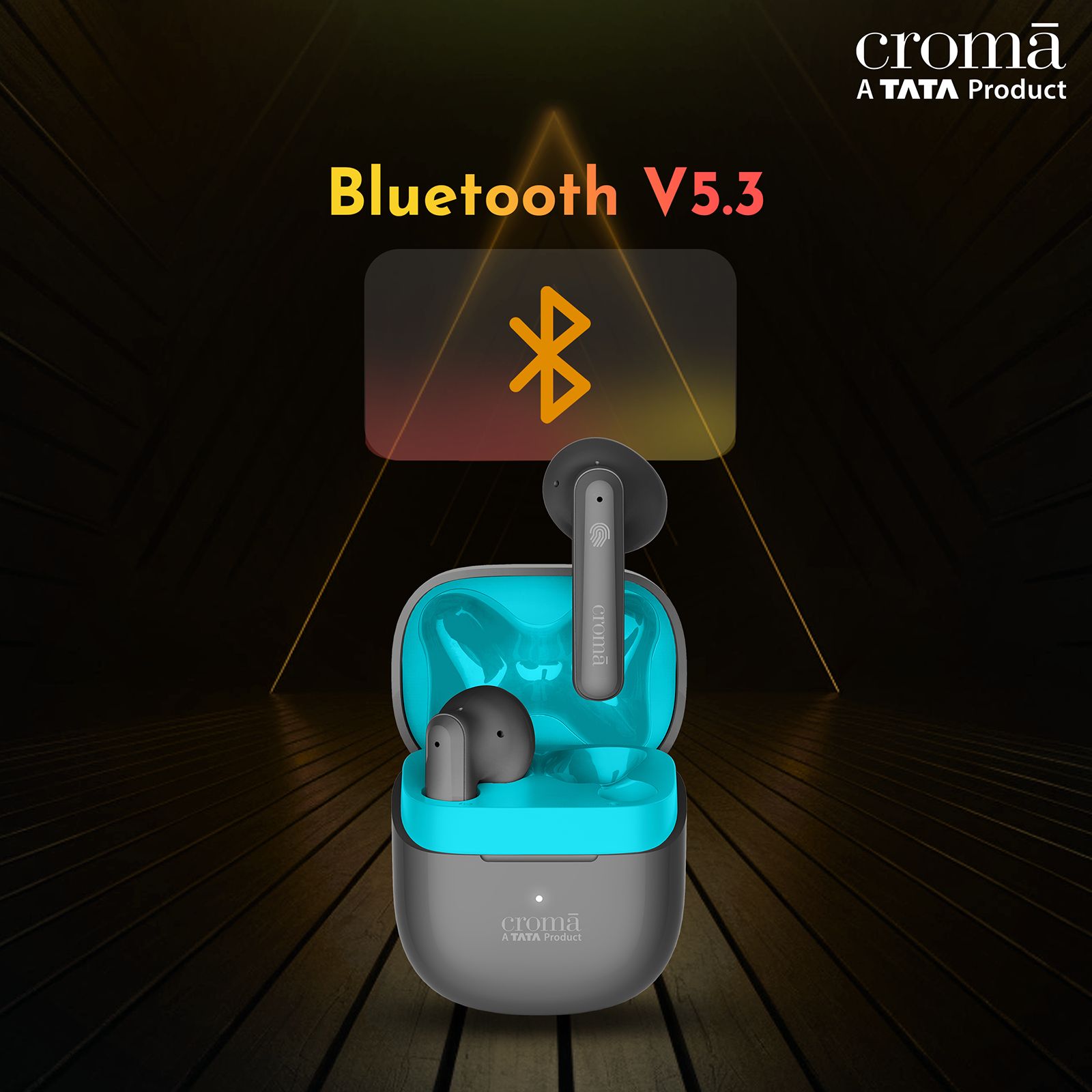Croma TWS Earbuds with Environmental Noise Cancellation (IPX4 Water Resistant, Fast Charging, Grey Blue)_6