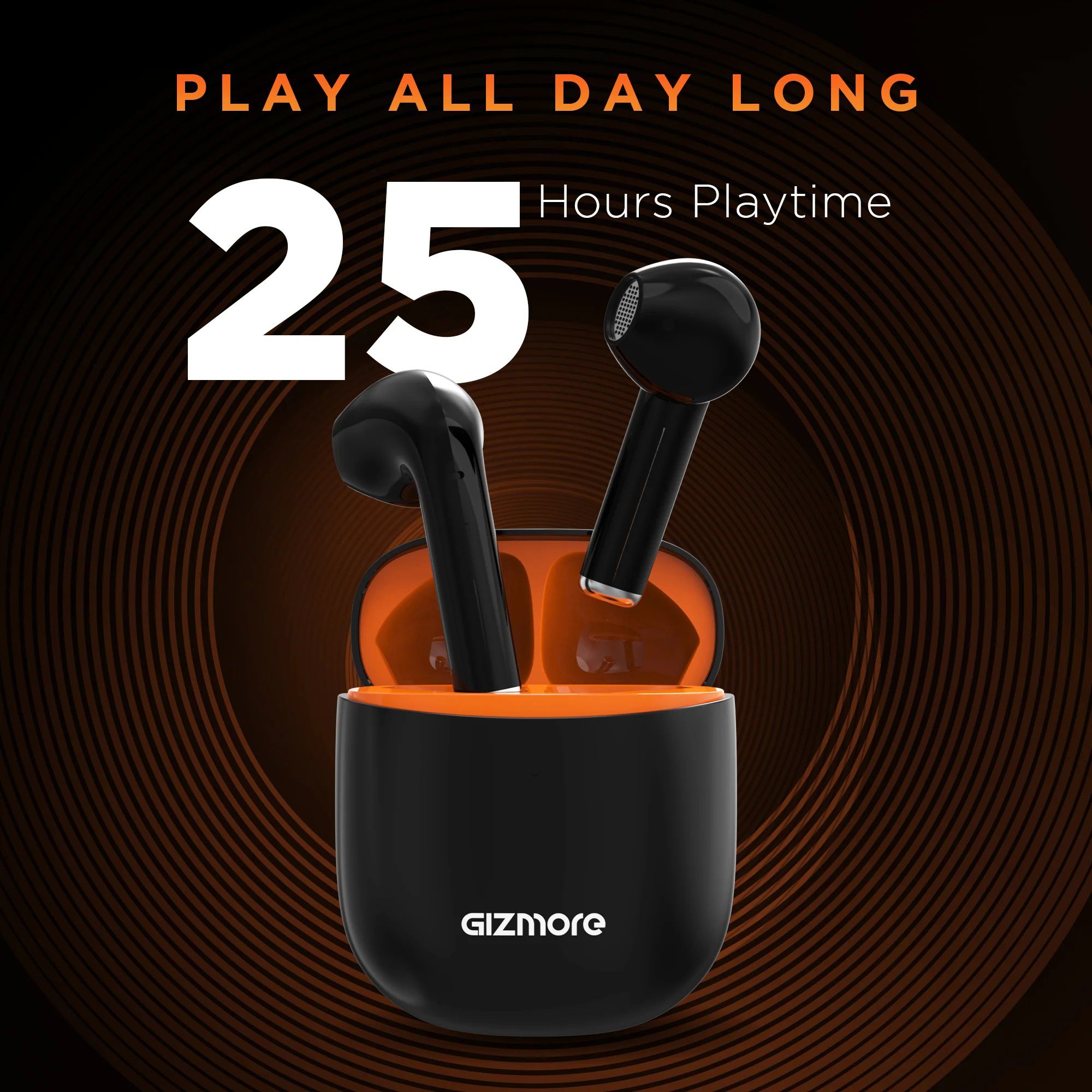 Gizmore 801 Air TWS Earbuds with Environmental Noise Cancellation (IPX5 Water Resistant, 25 Hours Playback, Black)_4