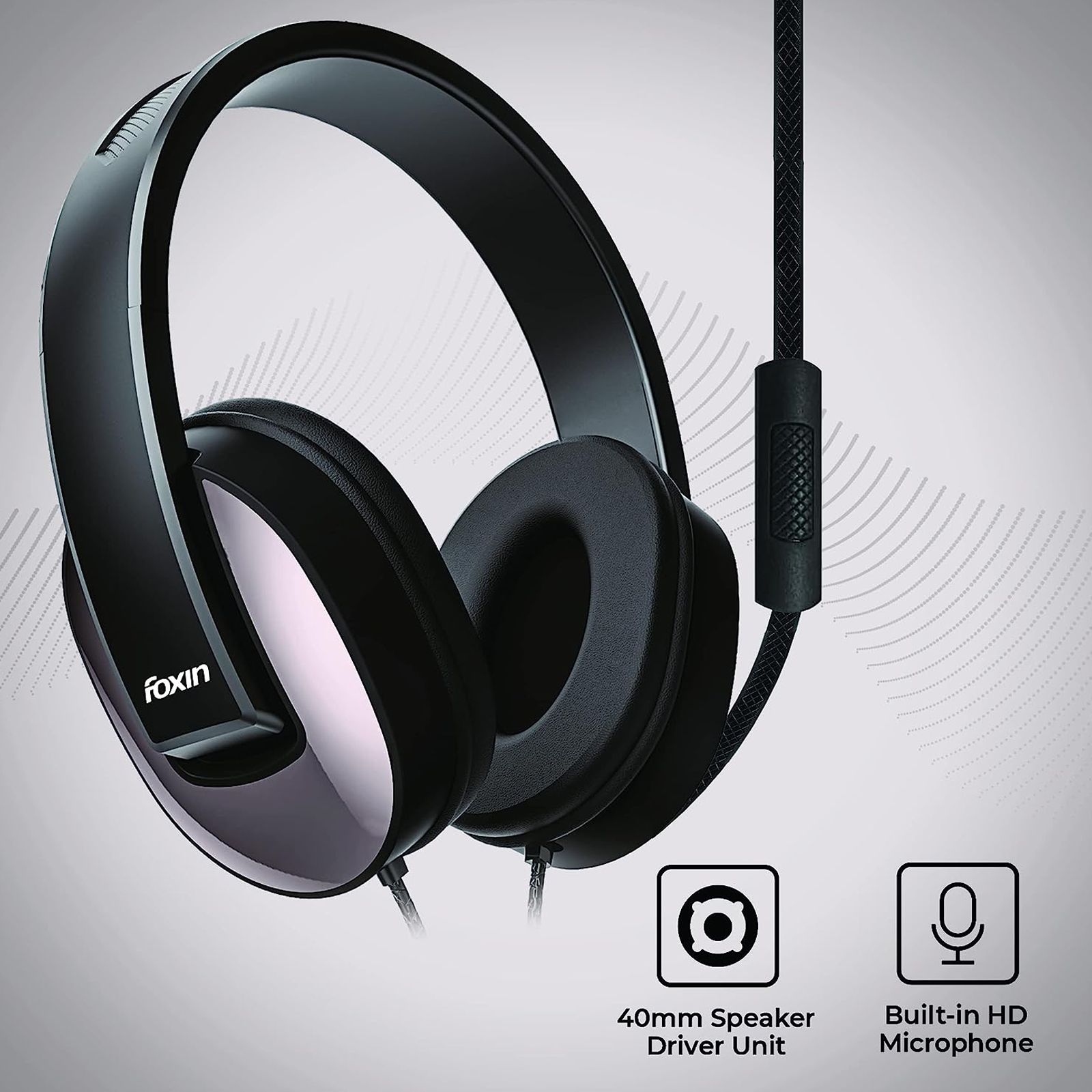 Foxin ROAR 309 FOXHED0163 Wired Headphone with Mic (Over-Ear, Gunmetal Black)_3