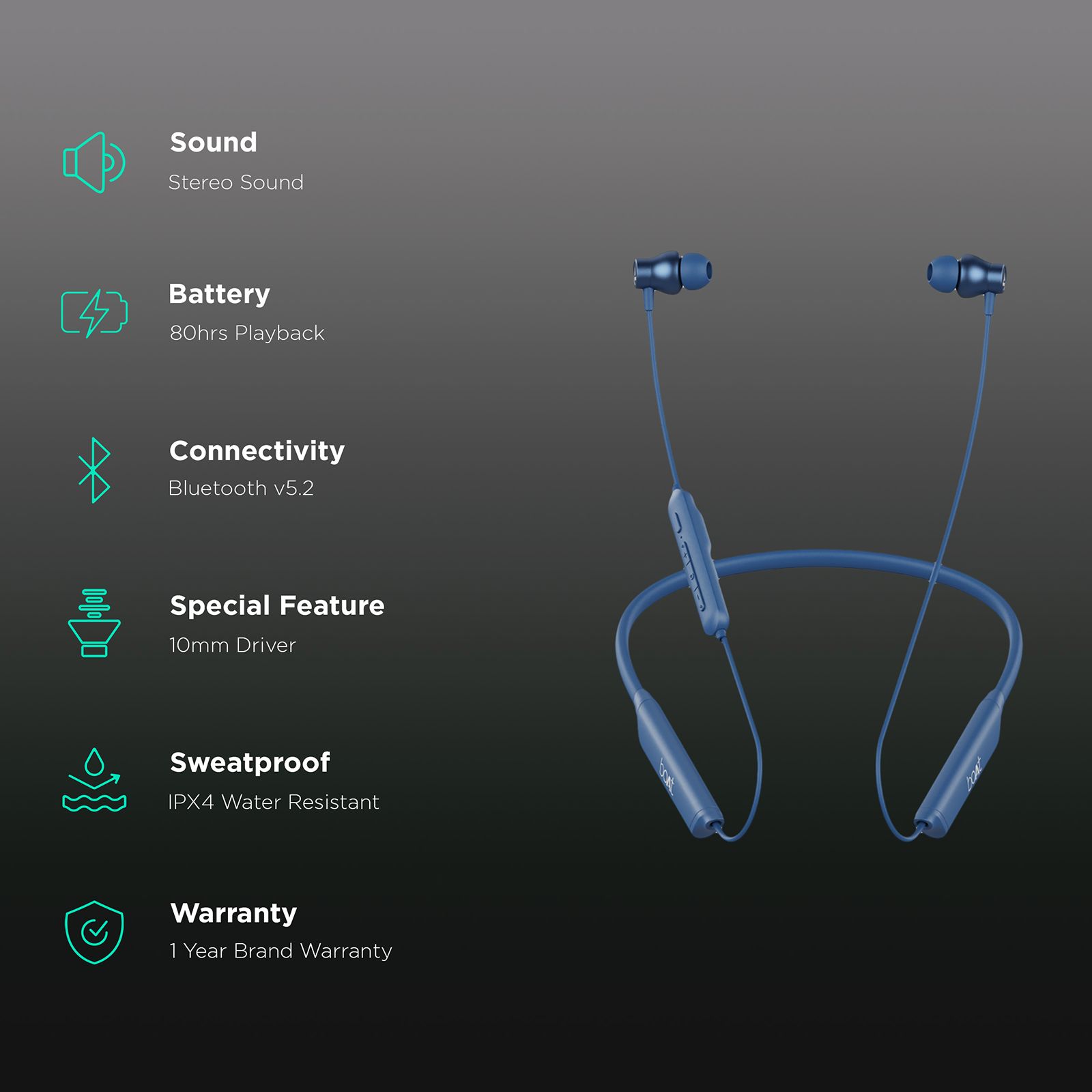 boAt Rockerz 80 Pro Neckband with Environmental Noise Cancellation (IPX4 Water Resistant, ASAP Charge, Majestic Blue)_2