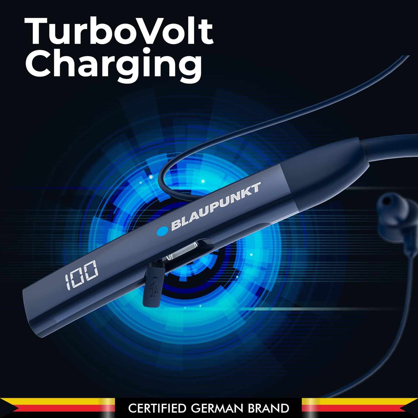 Blaupunkt BE100 Neckband with Noise Isolation (Sweat Resistant, Bass Demon Technology, Blue) Blaupunkt BE100 Neckband with Noise Isolation (Sweat Resistant, Bass Demon Technology, Blue)_4
