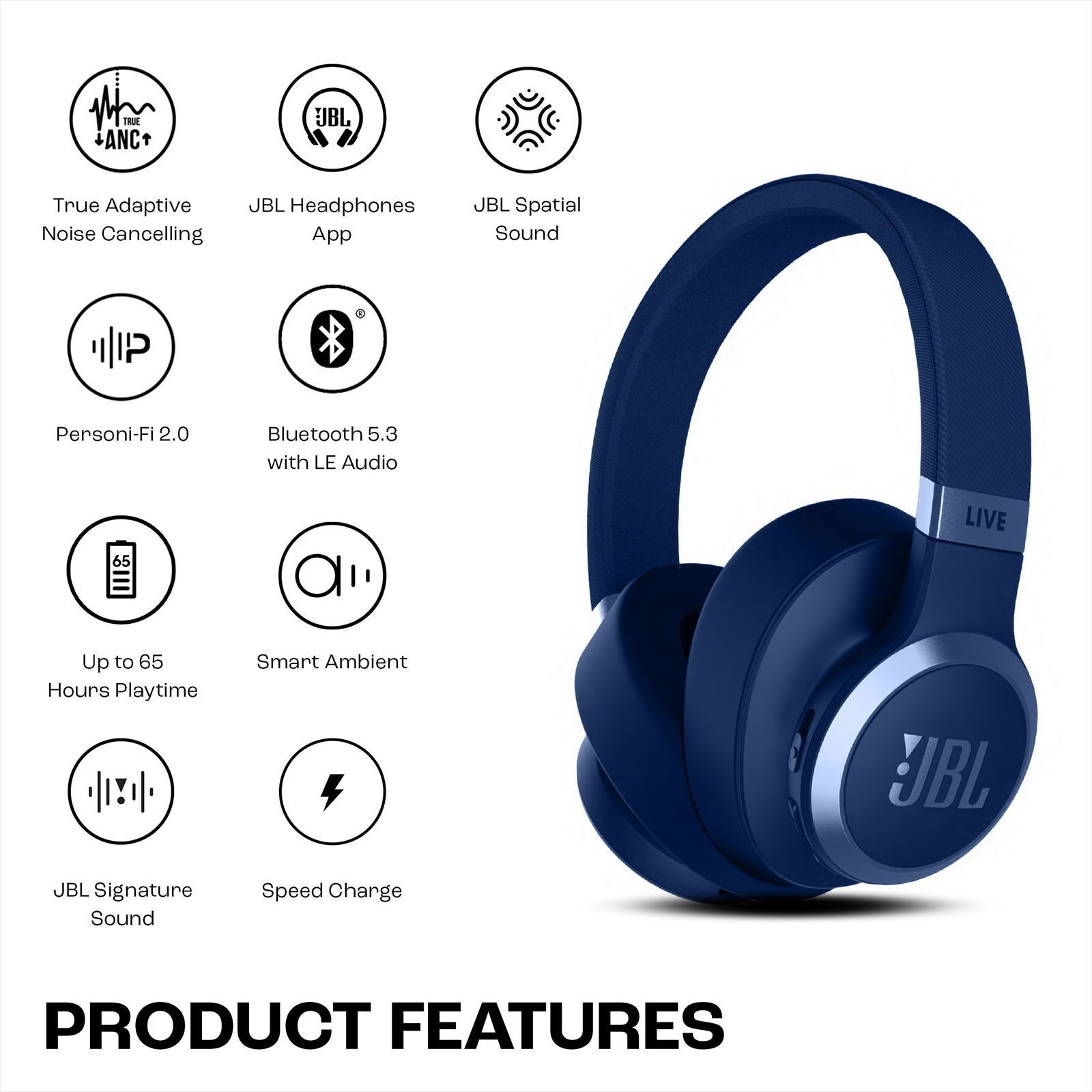 JBL LIVE 770NC Bluetooth Headphone with Mic (Upto 65 Hours Playback, Over Ear, Blue)_19