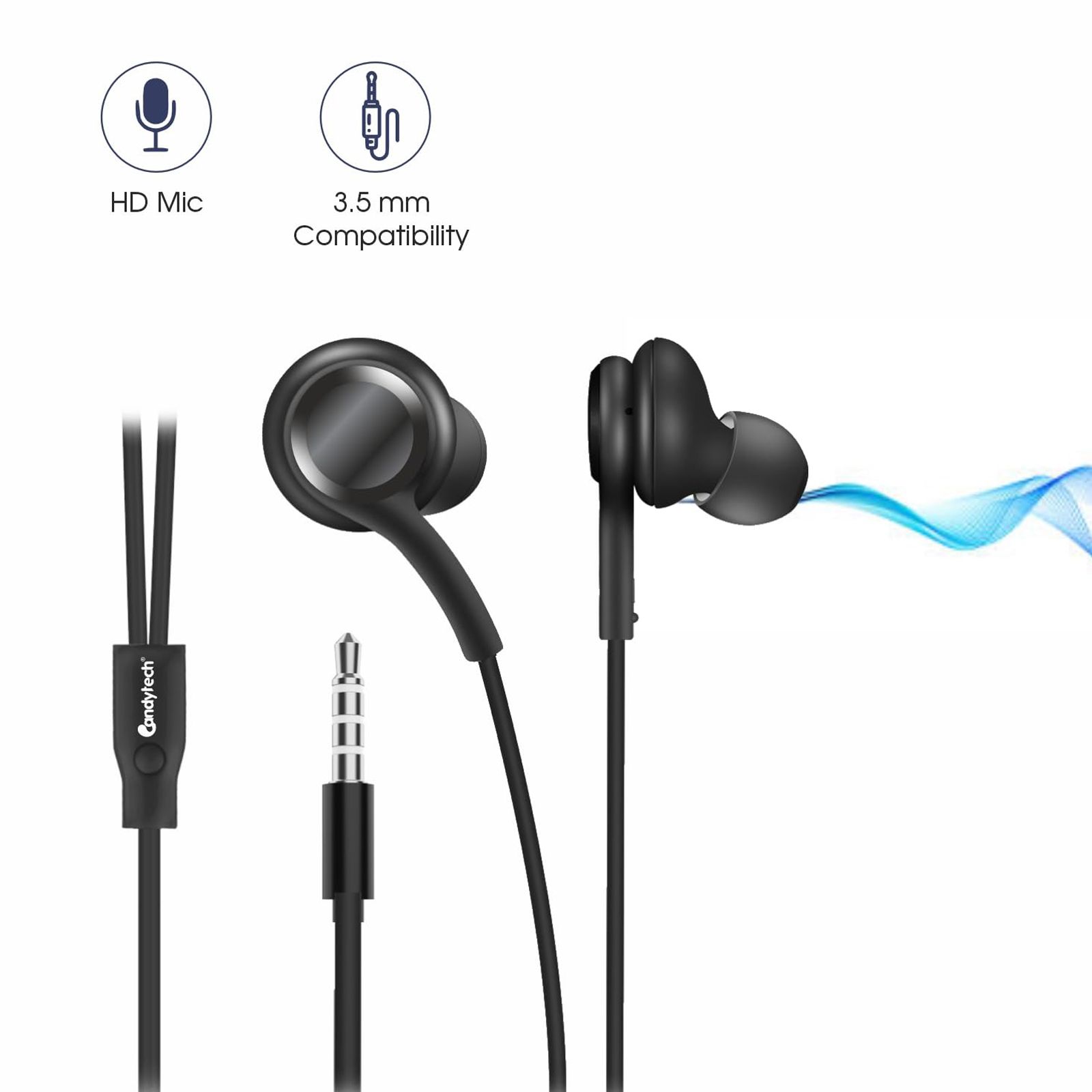 Candytech S8 Maxx Pro Wired Earphone with Mic (In Ear, Black) Candytech S8 Maxx Pro Wired Earphone with Mic (In Ear, Black)_5
