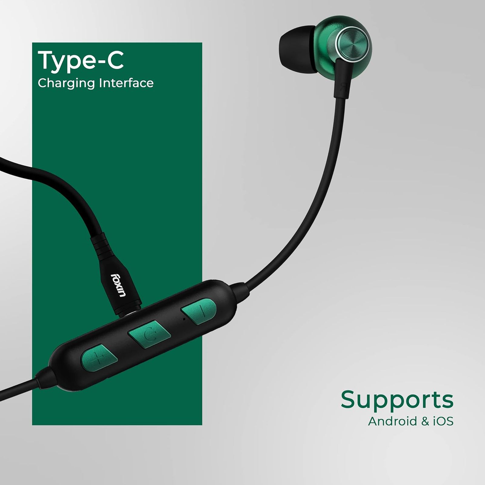 Foxin FoxBeat 210 Neckband with Environmental Noise Cancellation (IPX4 Waterproof, ASAP Charge Technology, Jade Green) Foxin FoxBeat 210 Neckband with Environmental Noise Cancellation (IPX4 Waterproof, ASAP Charge Technology, Jade Green)_3
