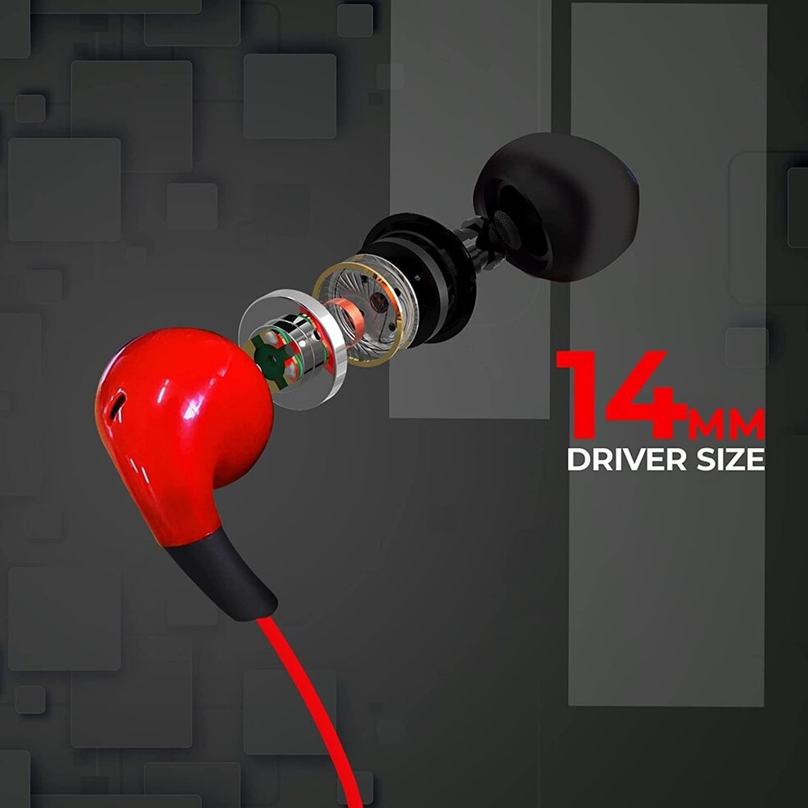 Foxin Bass Pro B9 Wired Earphone with Mic (In Ear, Black and Red)_4