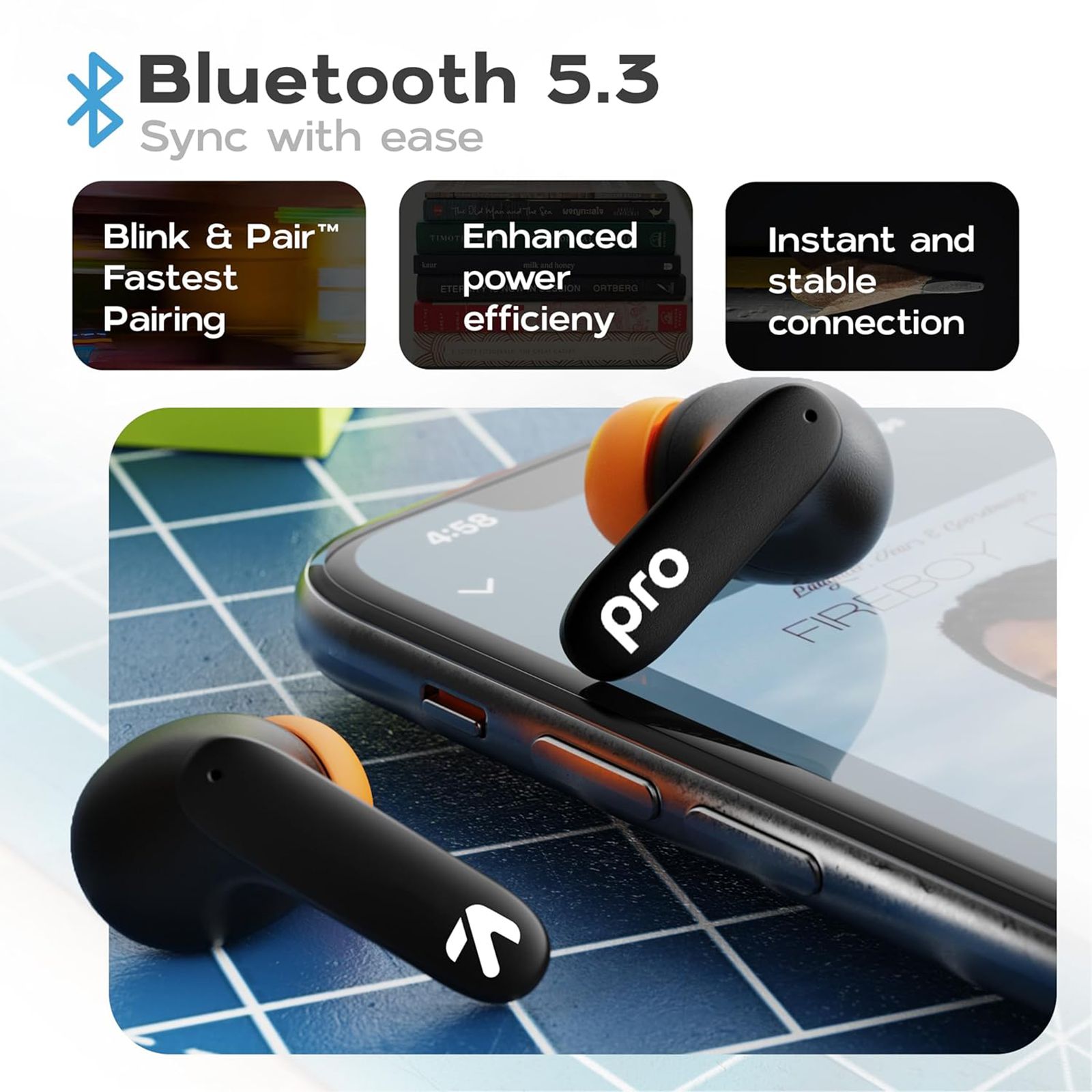 GOBOULT Z40 Pro TWS Earbuds with Environmental Noise Cancellation (IPX5 Water Resistant, Fast Charging, Midnight)_10