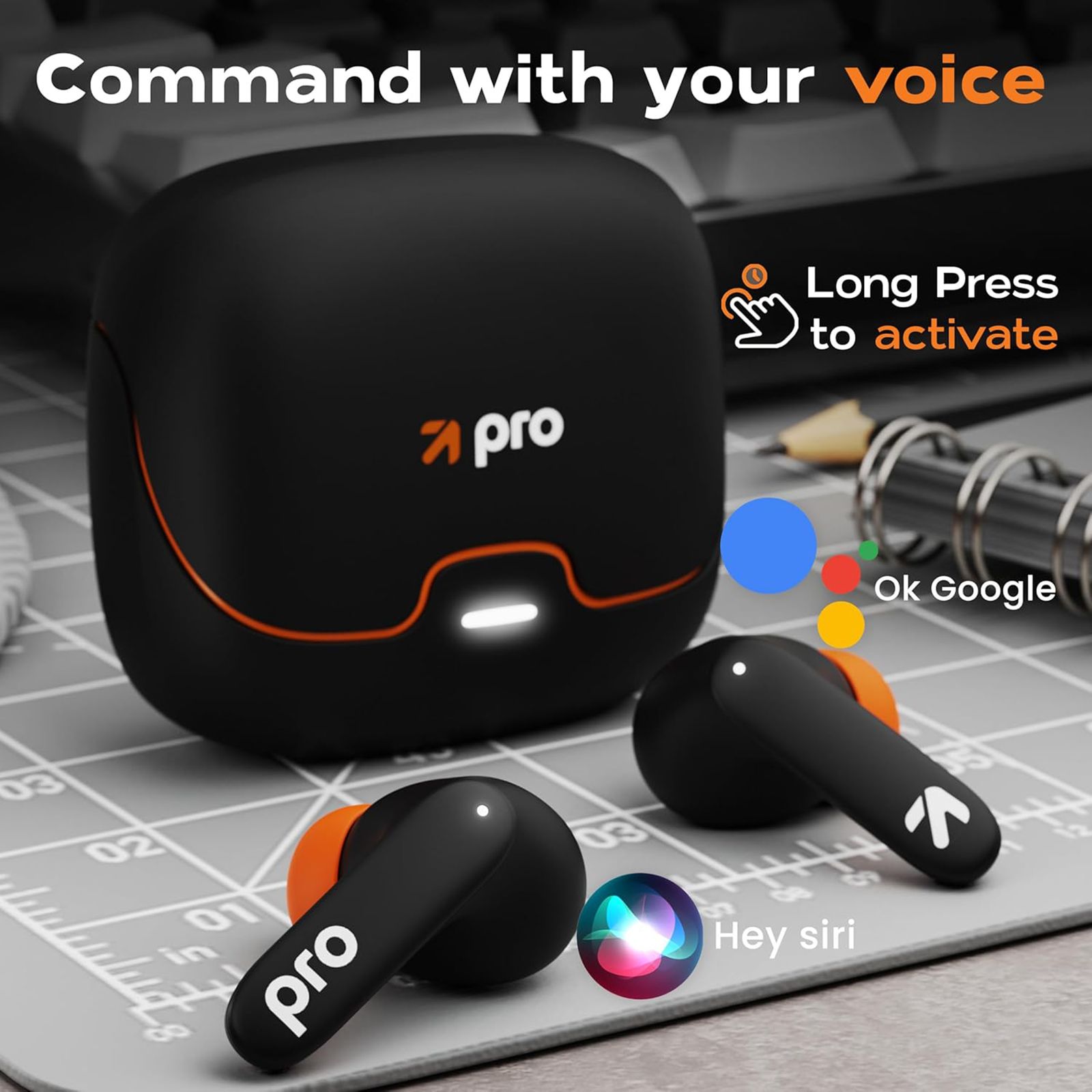 GOBOULT Z40 Pro TWS Earbuds with Environmental Noise Cancellation (IPX5 Water Resistant, Fast Charging, Midnight)_5