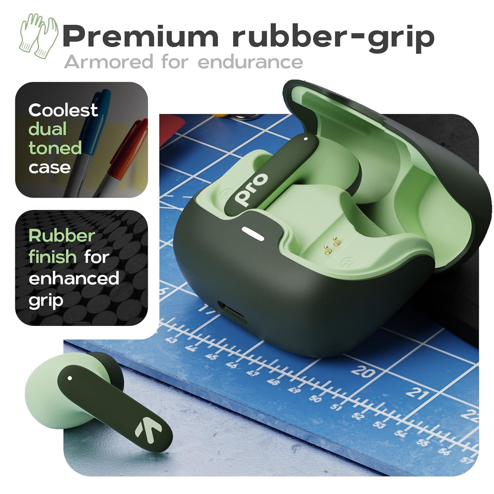 GOBOULT Z40 Pro TWS Earbuds with Environmental Noise Cancellation (IPX5 Water Resistant, Fast Charging, Pro Jungle)_3
