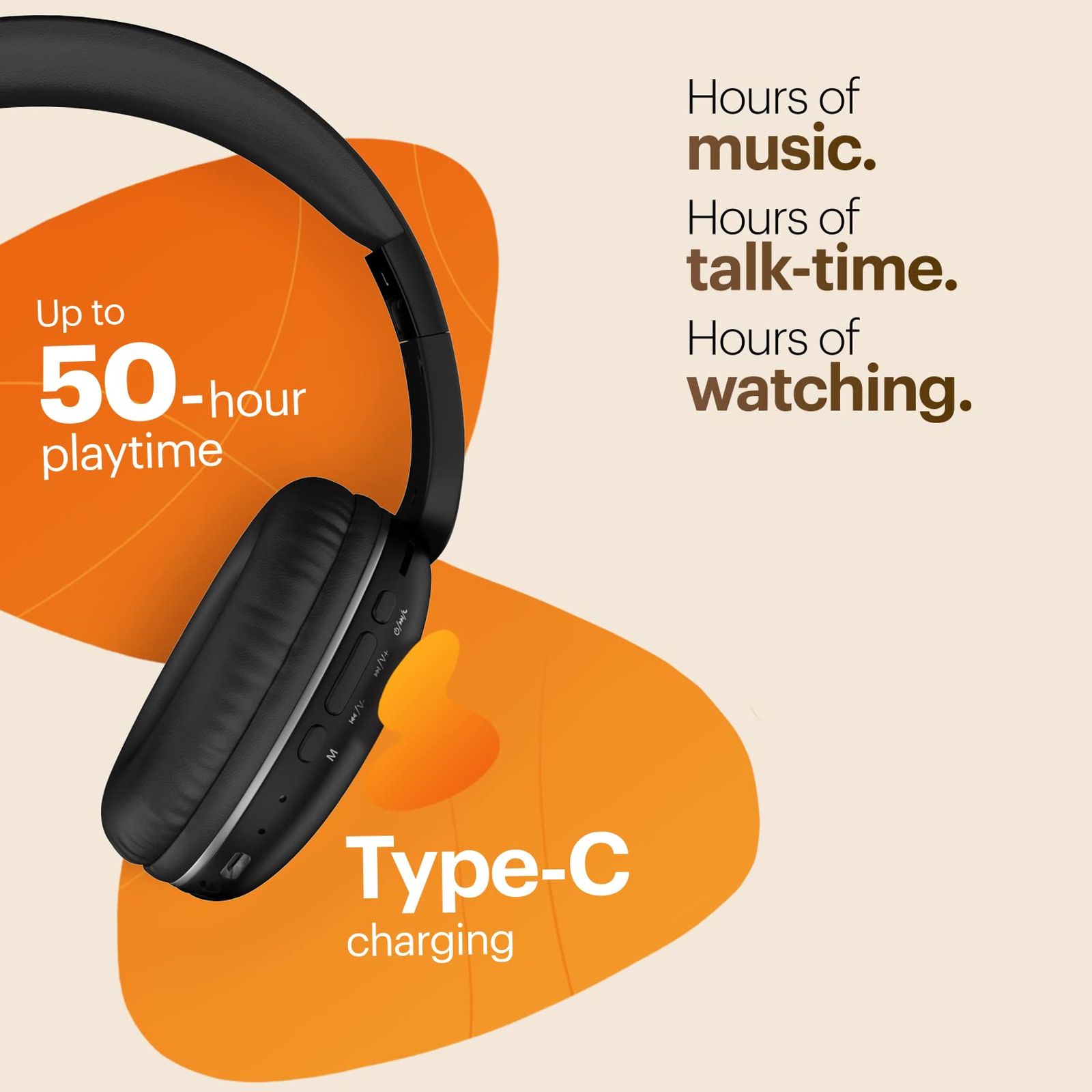 noise Two Bluetooth Headphone with Mic (Upto 50 Hours Playtime, Over Ear, Bold Black) noise Two Bluetooth Headphone with Mic (Upto 50 Hours Playtime, Over Ear, Bold Black)_7