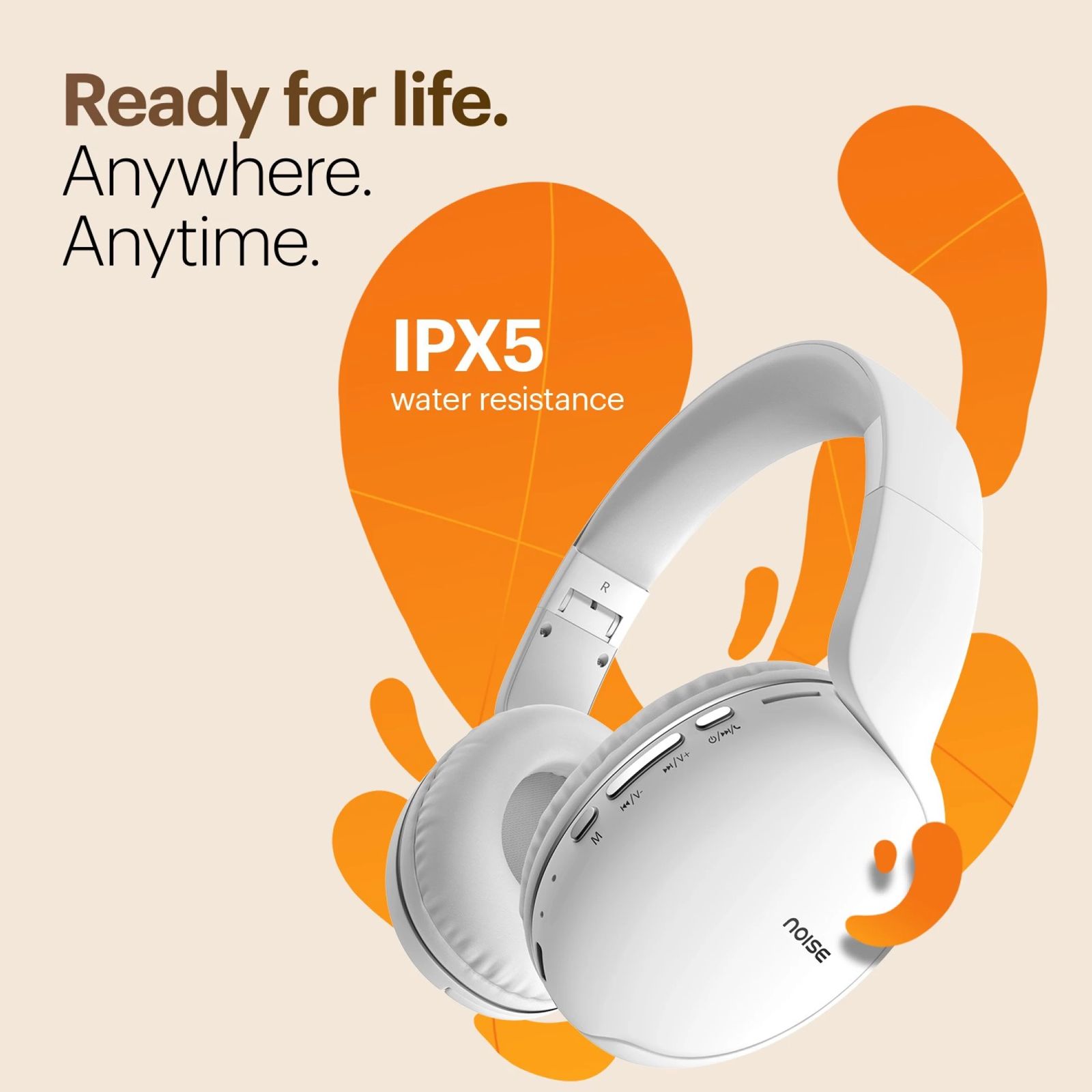 noise Two Bluetooth Headphone with Mic (Upto 50 Hours Playtime, Over Ear, Calm White)_3