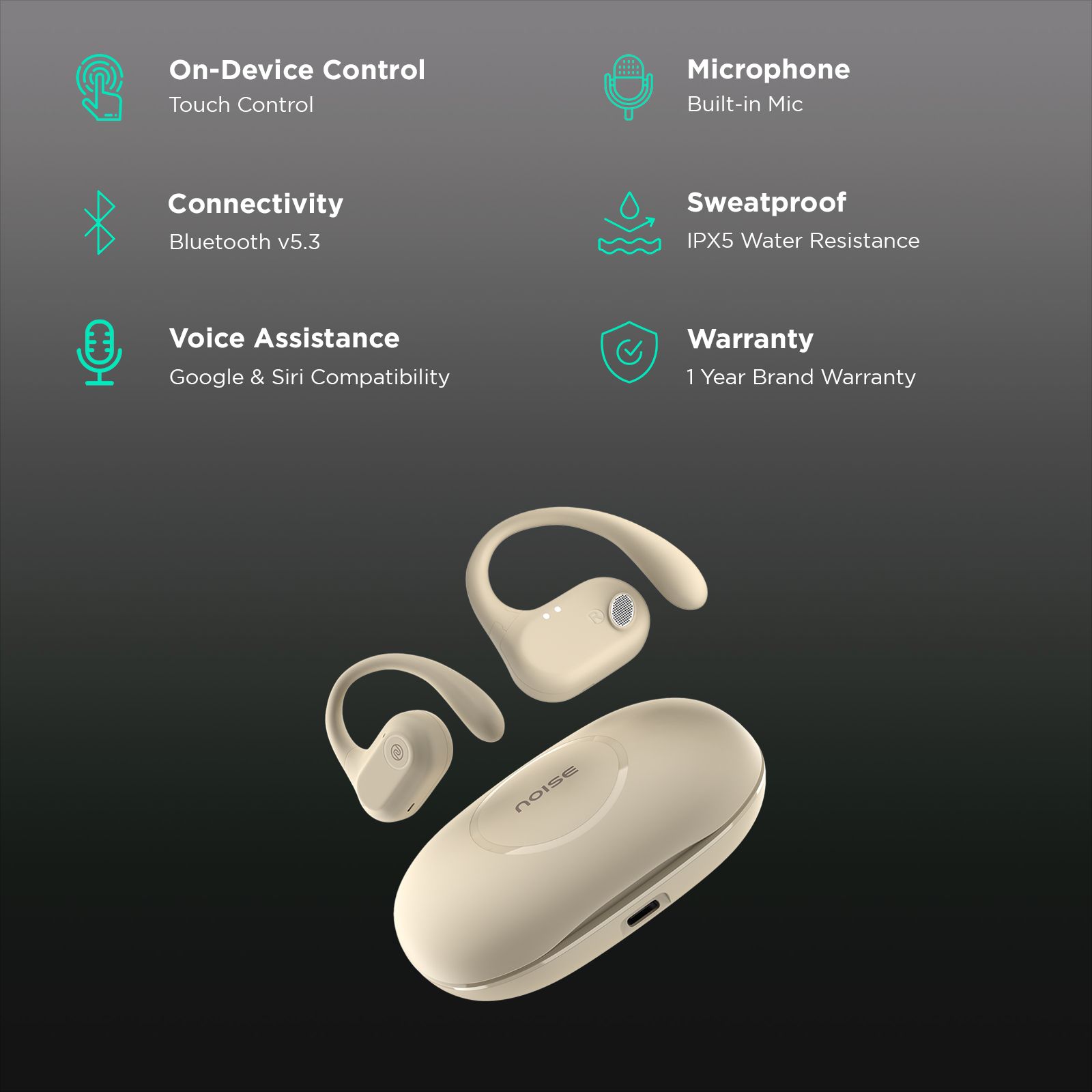 noise Pure Pods TWS Earbuds with Environmental Noise Cancellation (IPX5 Water Resistant, Instacharge, Zen Beige) noise Pure Pods TWS Earbuds with Environmental Noise Cancellation (IPX5 Water Resistant, Instacharge, Zen Beige)_2