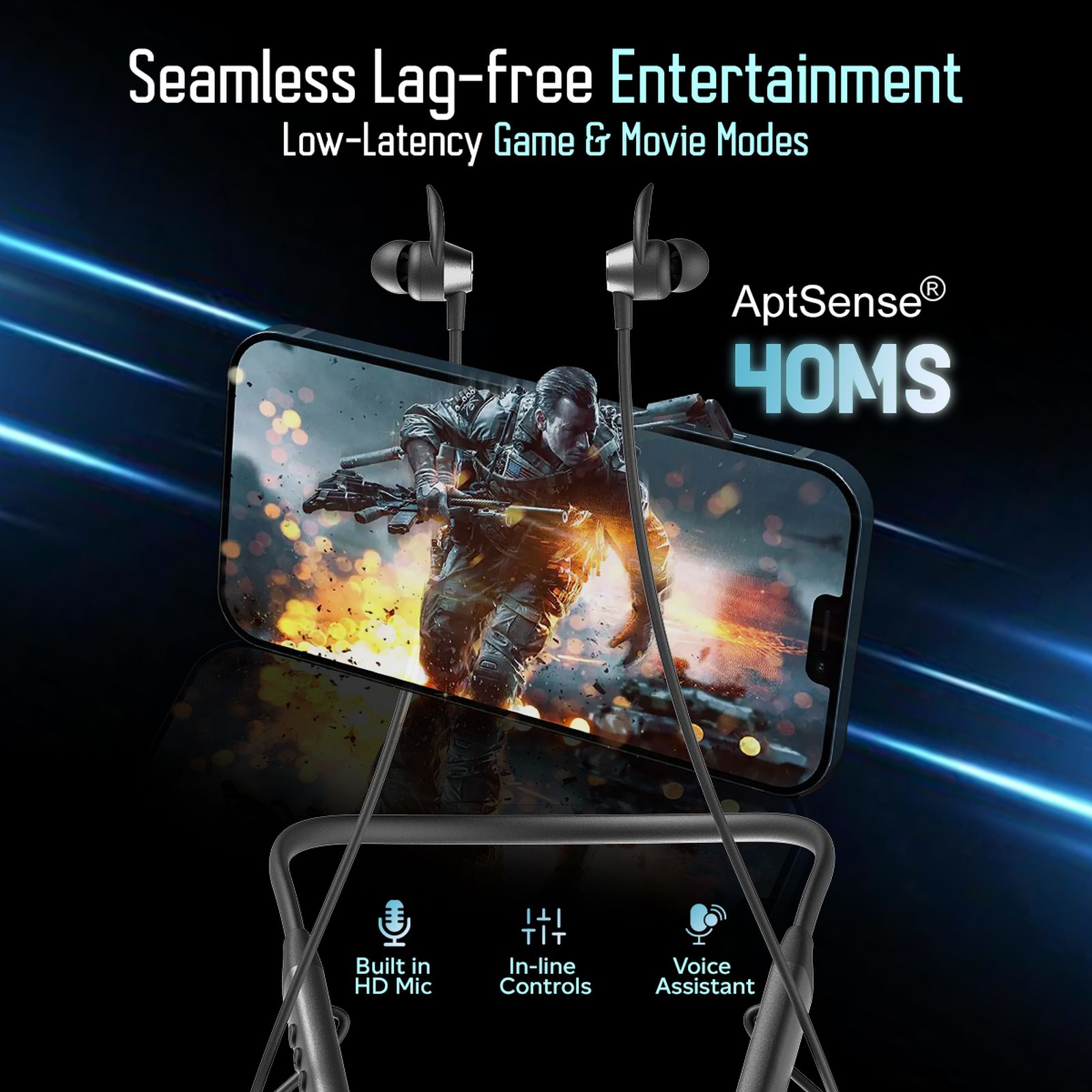 pTron InTunes Ultra Neckband with Environmental Noise Cancellation (IPX4 Water Resistant, Fast Charging, Black) pTron InTunes Ultra Neckband with Environmental Noise Cancellation (IPX4 Water Resistant, Fast Charging, Black)_4