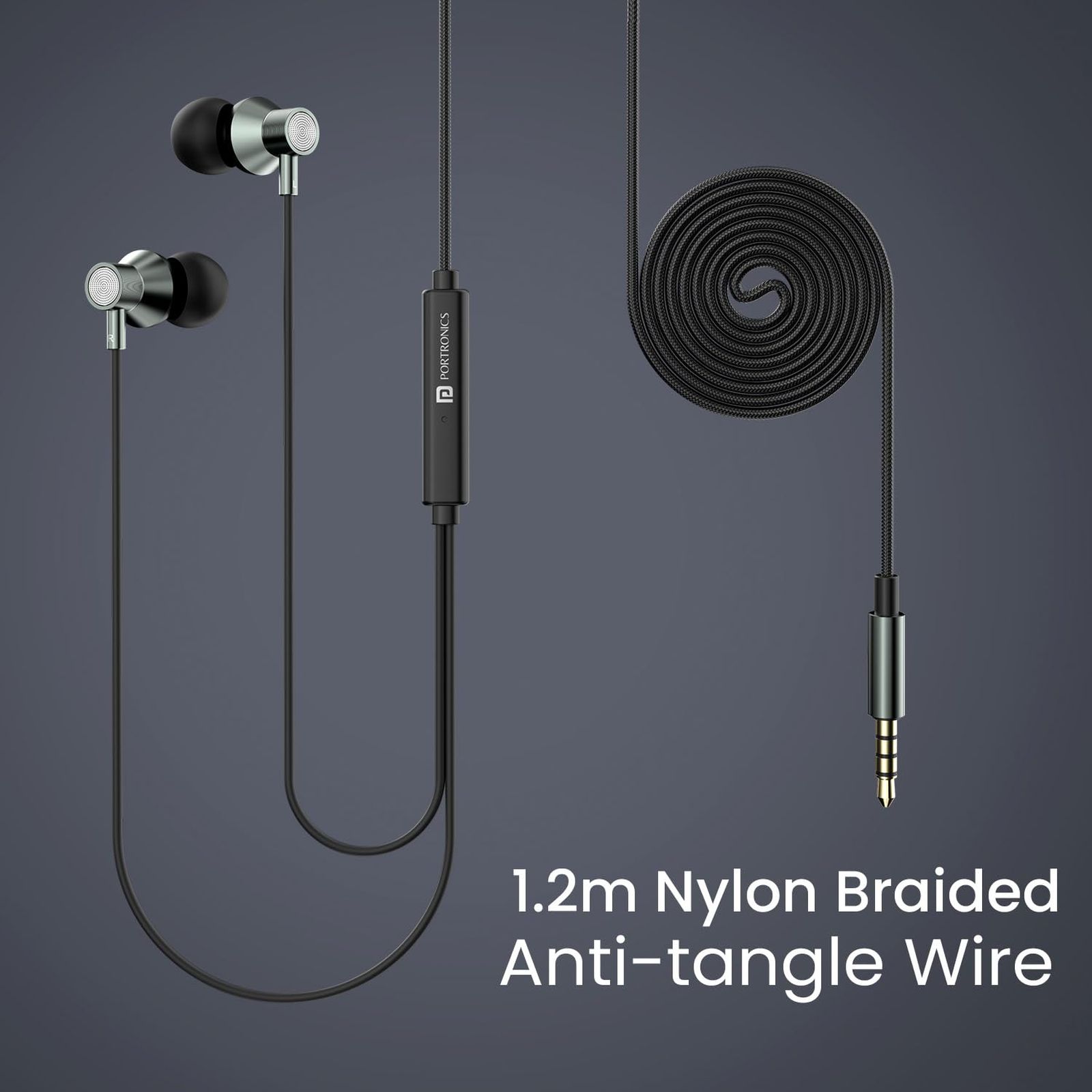 PORTRONICS Conch Tune A Wired Earphone with Mic (3.5 mm Connector, In Ear, Grey)_7