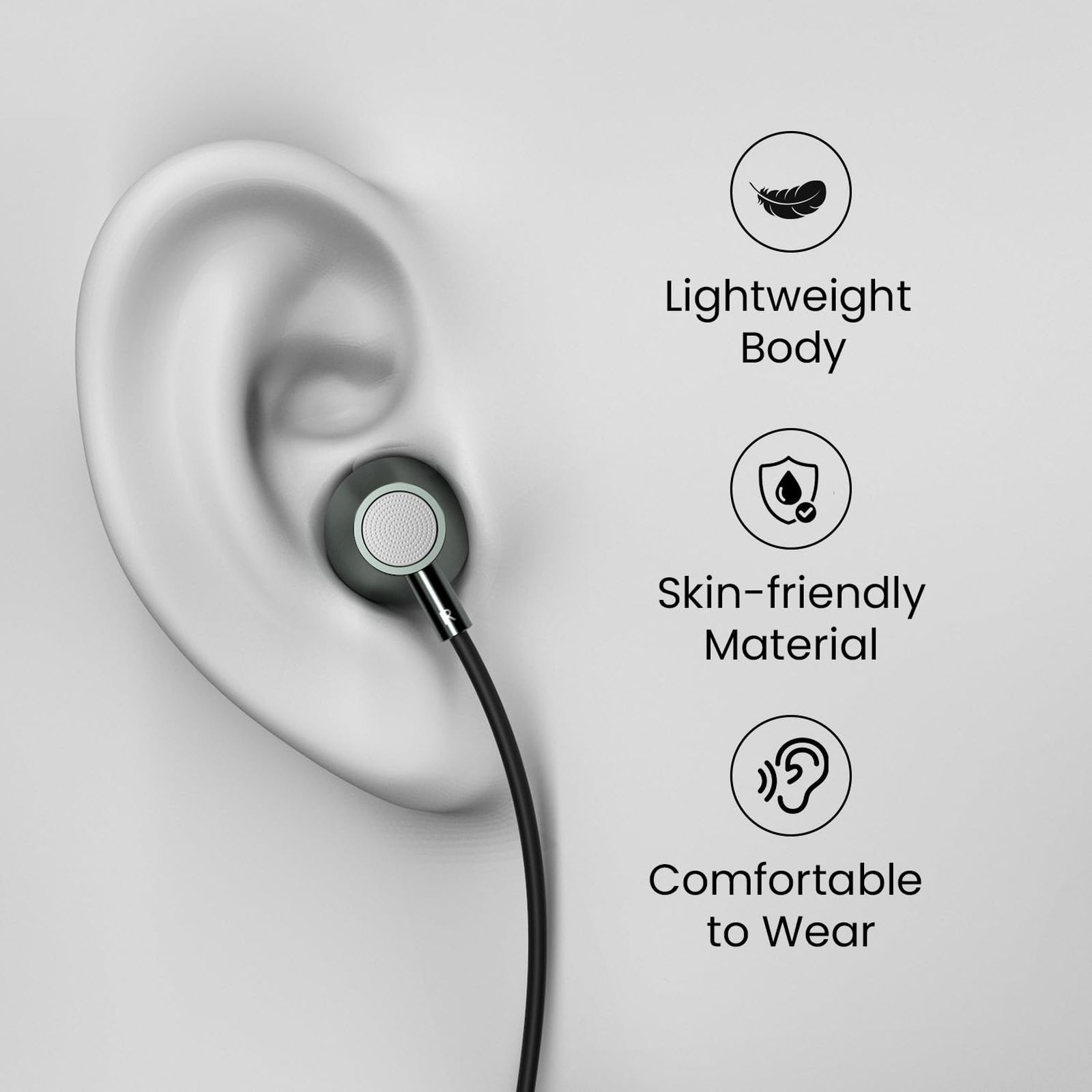 PORTRONICS Conch Tune A Wired Earphone with Mic (3.5 mm Connector, In Ear, Grey)_4