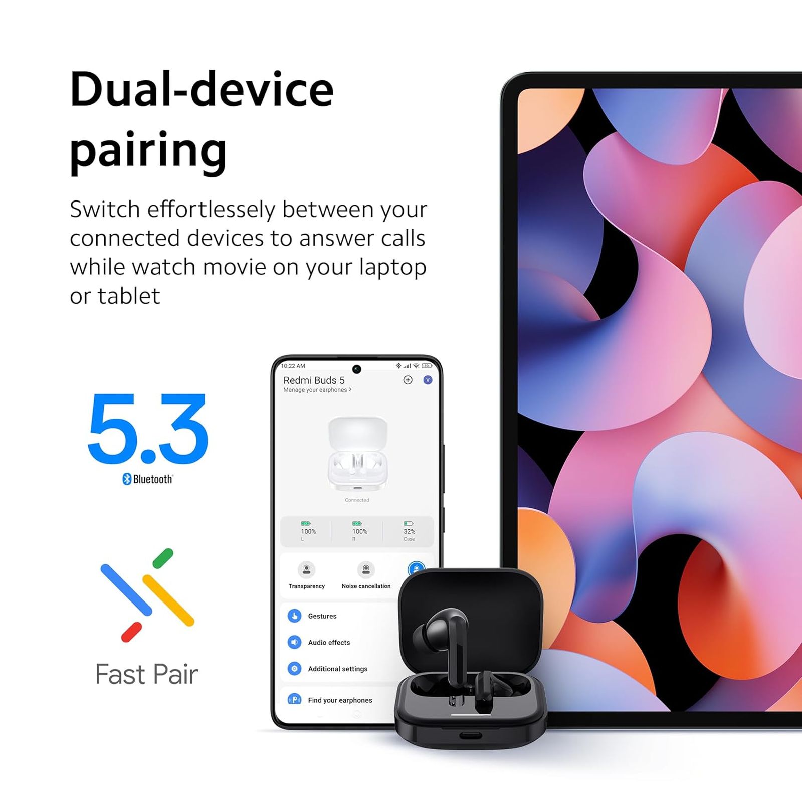 Redmi Buds 5 TWS Earbuds with Active Noise Cancellation (IP54 Dust & Water Resistant, Fast Charge, Fusion White) Redmi Buds 5 TWS Earbuds with Active Noise Cancellation (IP54 Dust & Water Resistant, Fast Charge, Fusion White)_12