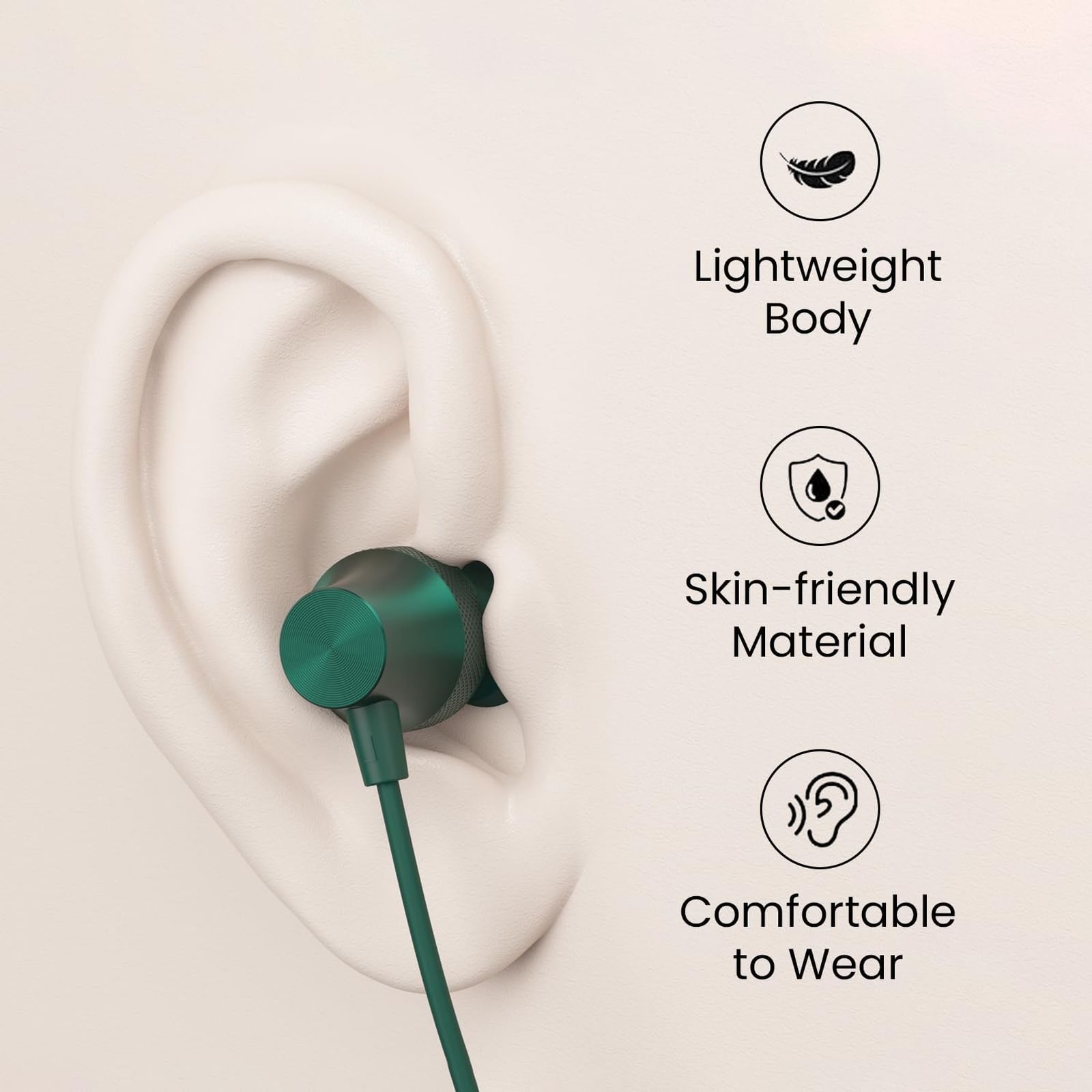PORTRONICS Conch Beat C POR 2287 Wired Earphone with Mic (USB Type C Connector, In Ear, Green) PORTRONICS Conch Beat C POR 2287 Wired Earphone with Mic (USB Type C Connector, In Ear, Green)_6