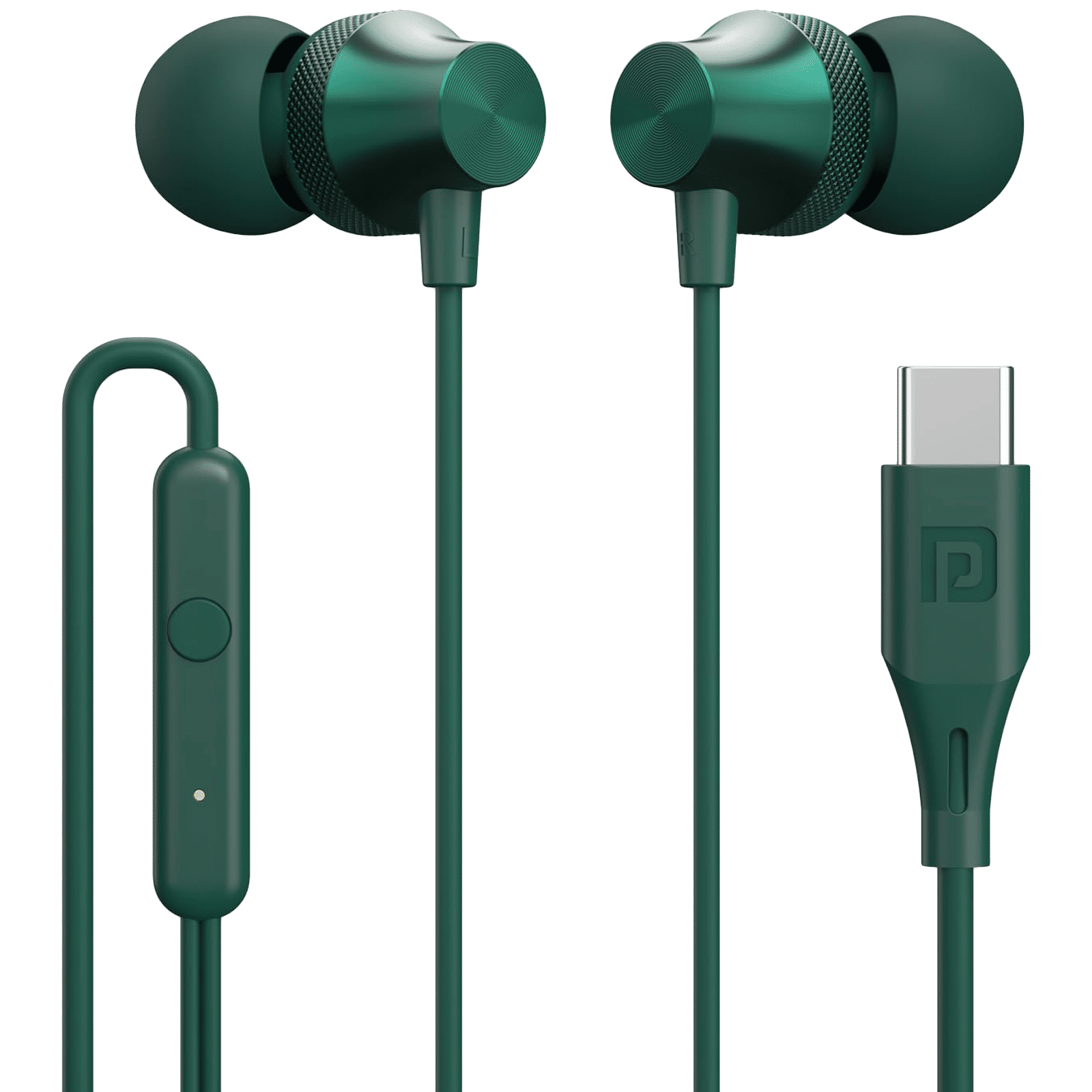 PORTRONICS Conch Beat C POR 2287 Wired Earphone with Mic (USB Type C Connector, In Ear, Green) PORTRONICS Conch Beat C POR 2287 Wired Earphone with Mic (USB Type C Connector, In Ear, Green)_1