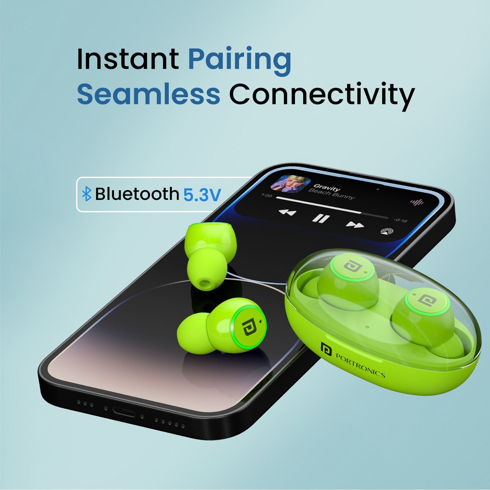 PORTRONICS Harmonics Twins S13 POR2227 TWS Earbuds (IPX5 Water & Sweat Resistant, Deep Bass Technology, Green)_10