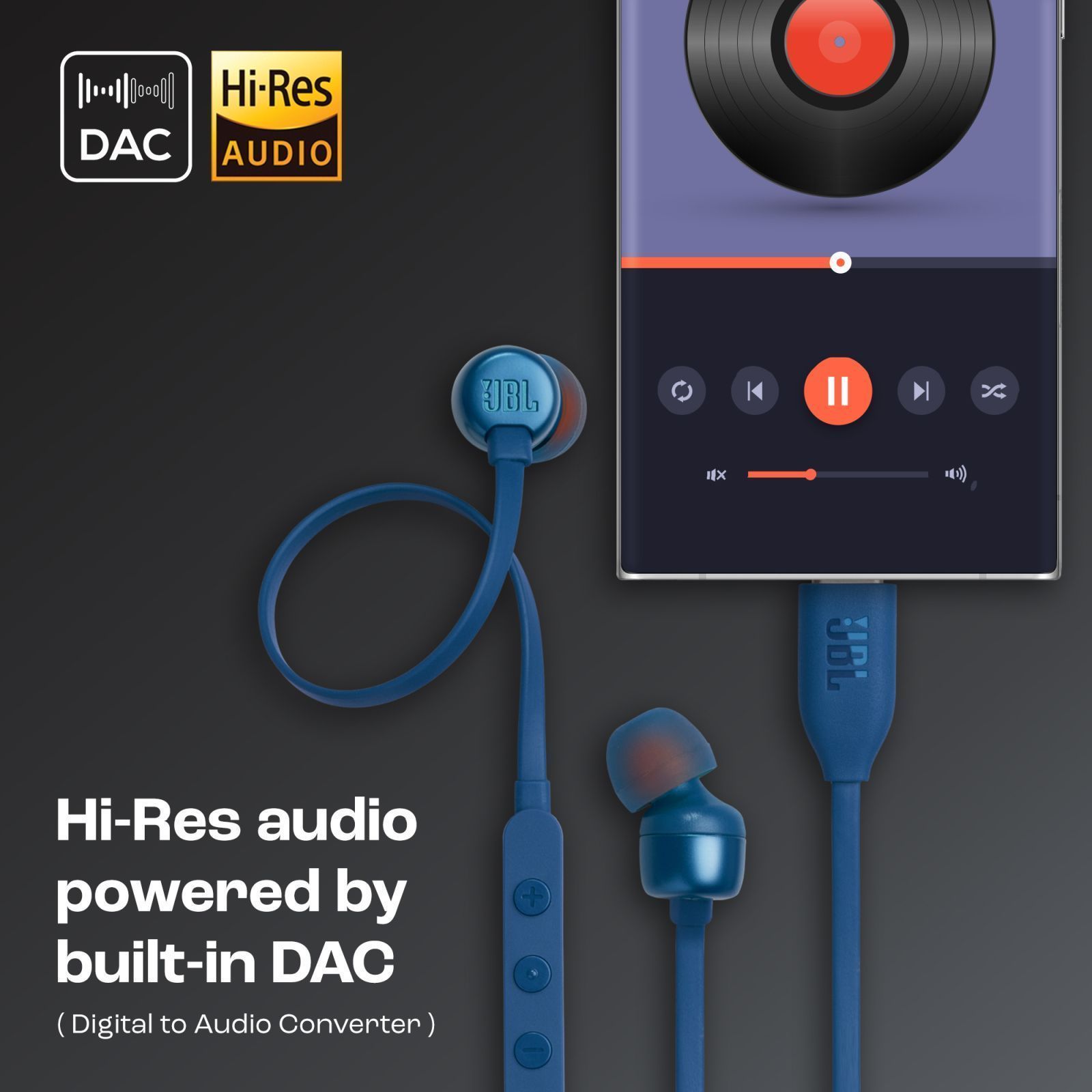 JBL T310C Wired Earphone with Mic (USB Type-C Connector, In Ear, Blue) JBL T310C Wired Earphone with Mic (USB Type-C Connector, In Ear, Blue)_17