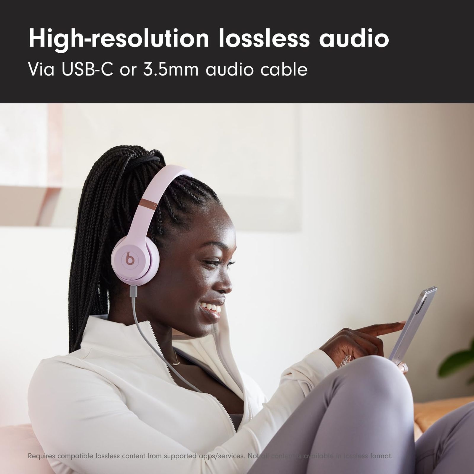 beats Solo 4 Bluetooth Headphone with Mic (Siri Voice Assistant, On Ear, Cloud Pink)_9