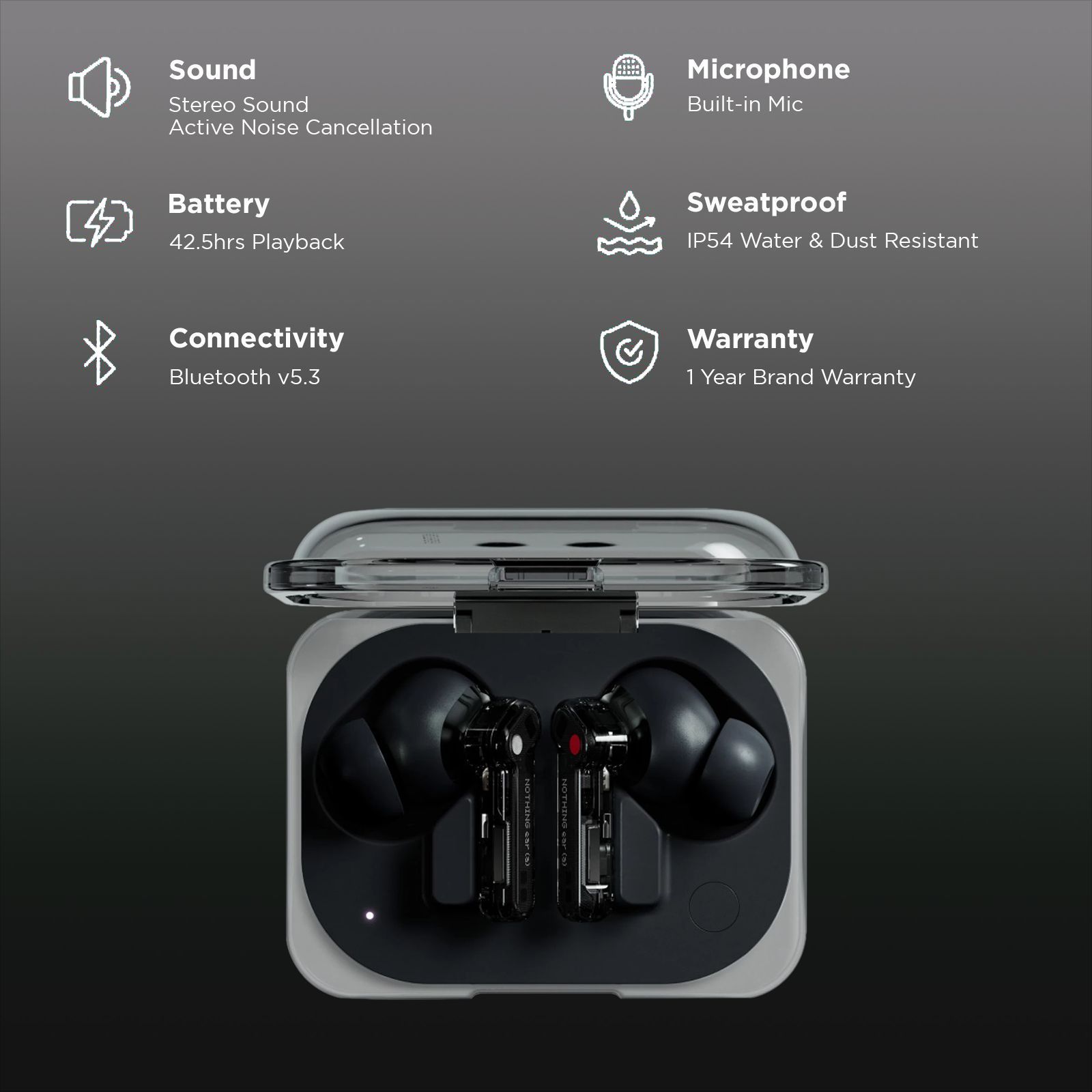 Nothing Ear (a) TWS Earbuds with Active Noise Cancellation (IP54 Water & Dust Resistant, Clear Voice Technology, Black) Nothing Ear (a) TWS Earbuds with Active Noise Cancellation (IP54 Water & Dust Resistant, Clear Voice Technology, Black)_3