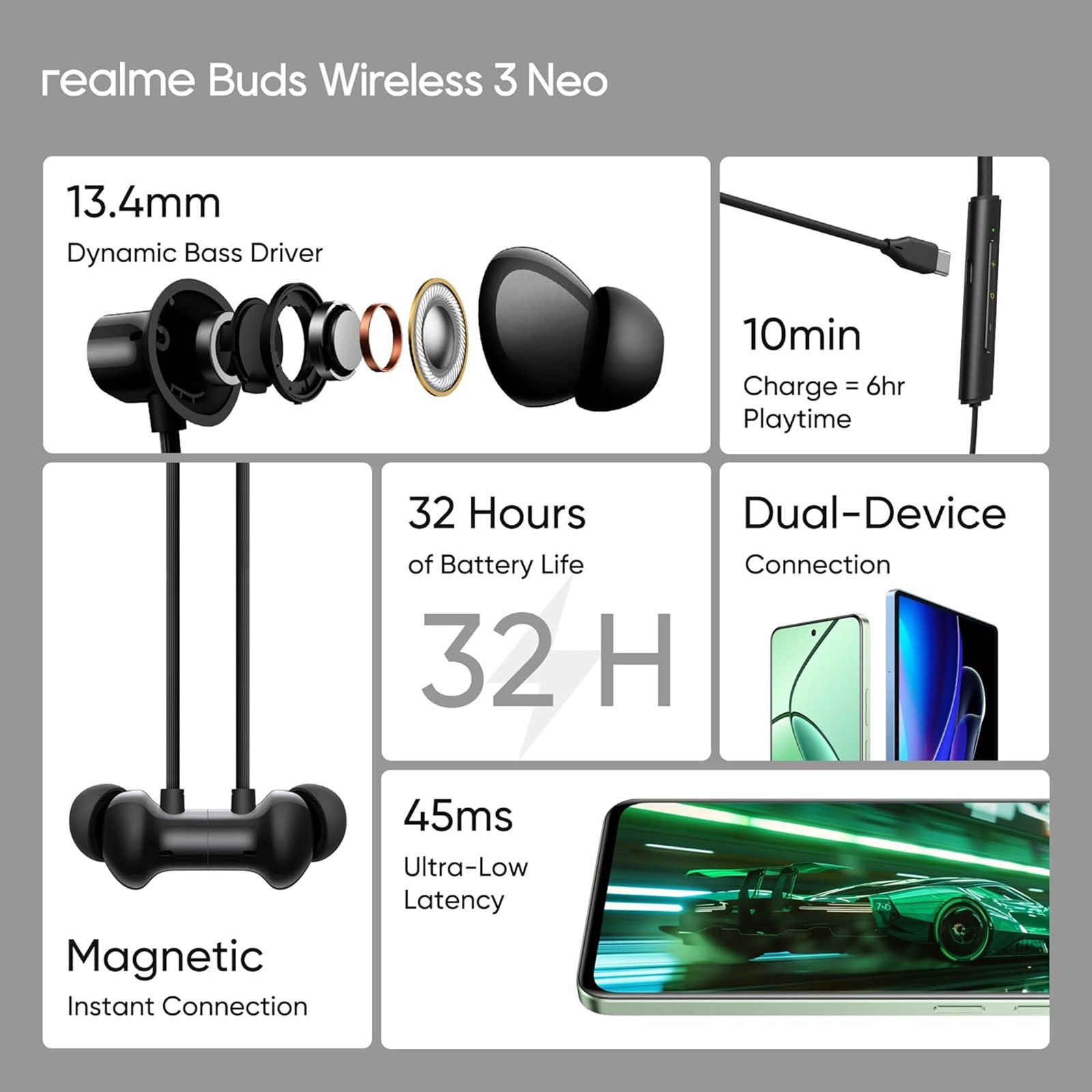 realme Buds Wireless 3 Neo Neckband with Environmental Noise Cancellation (IP55 Water Resistant, 32 Hours Playtime, Black) realme Buds Wireless 3 Neo Neckband with Environmental Noise Cancellation (IP55 Water Resistant, 32 Hours Playtime, Black)_9